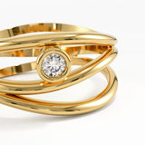 Lines Statement Ring, solid gold ring, view 2 | DiaFifth