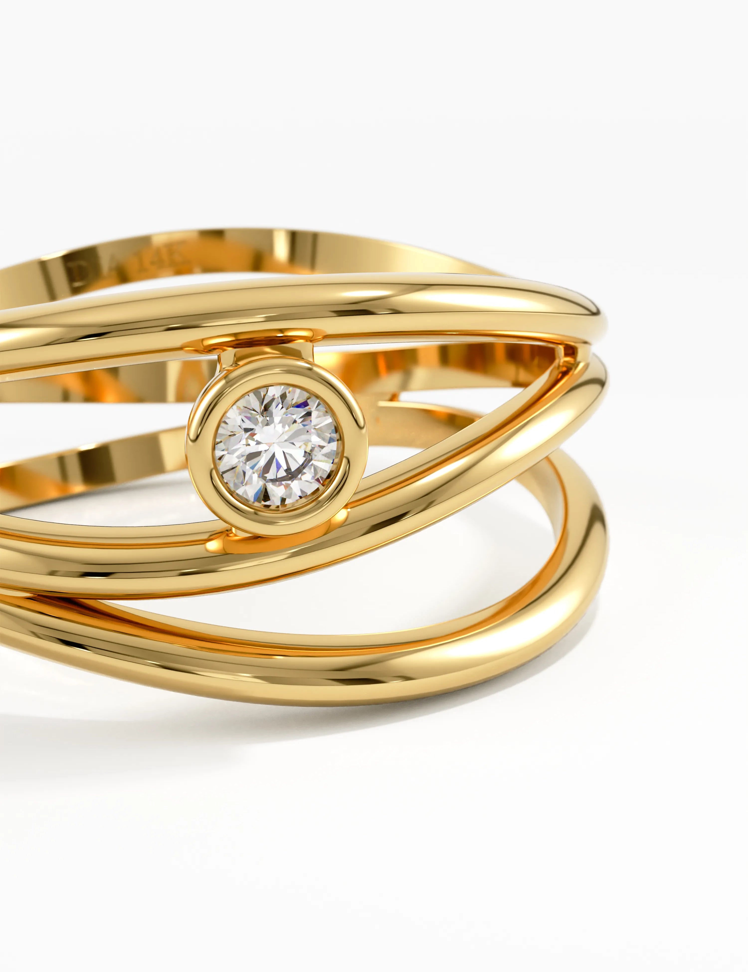 Lines Statement Ring, solid gold ring, view 2 | DiaFifth