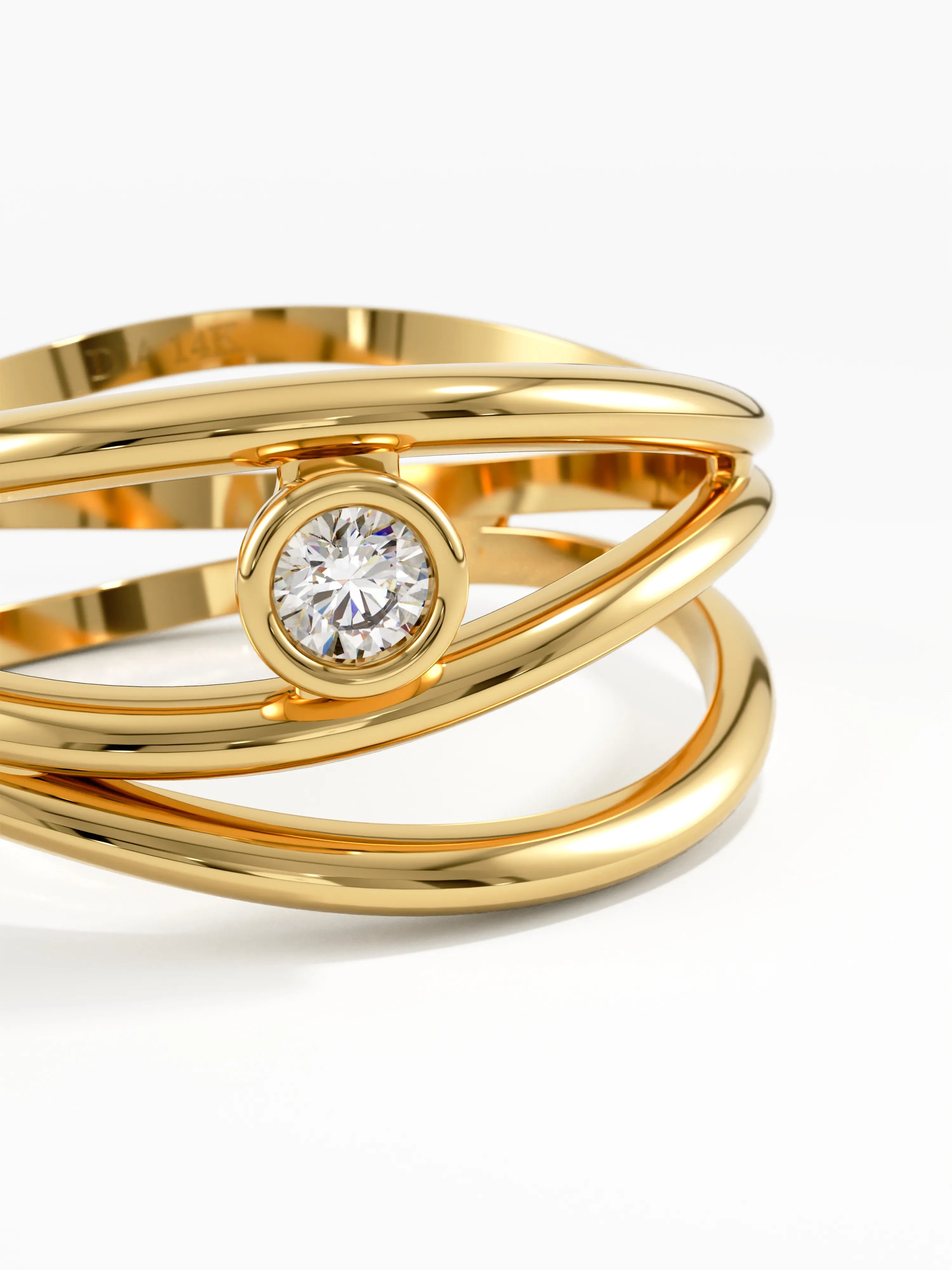 Lines Statement Ring, solid gold ring, view 2 | DiaFifth