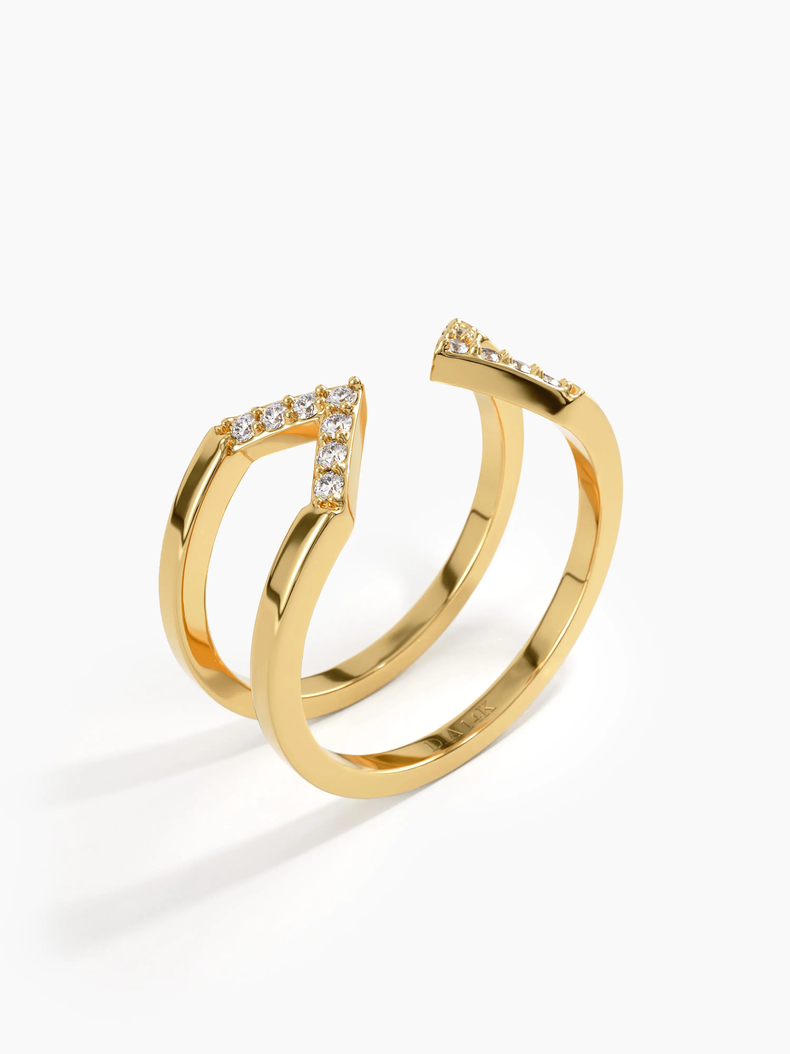 Open Arrow Statement Ring, solid gold ring, view 5 | DiaFifth