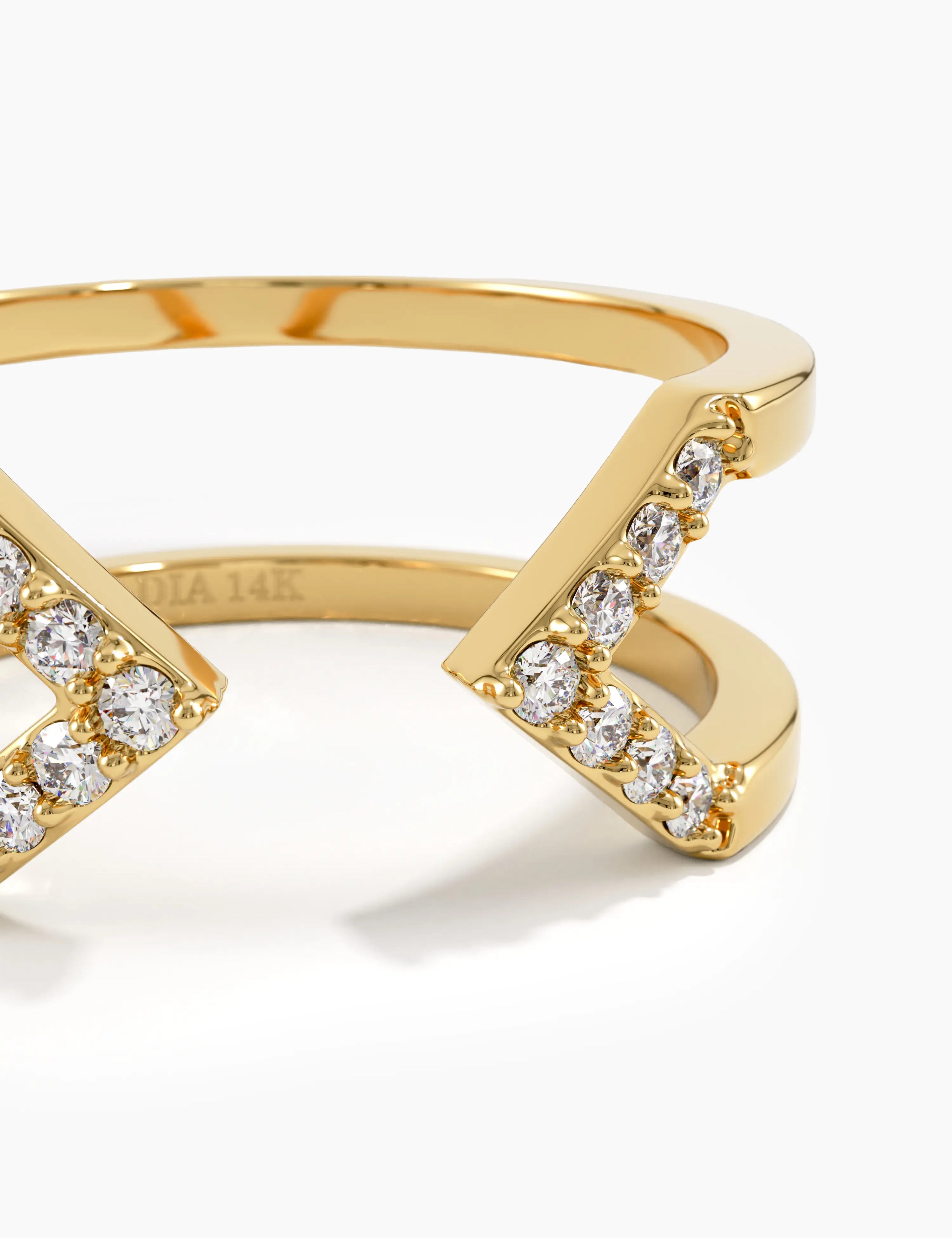 Open Arrow Statement Ring, solid gold ring, view 2 | DiaFifth