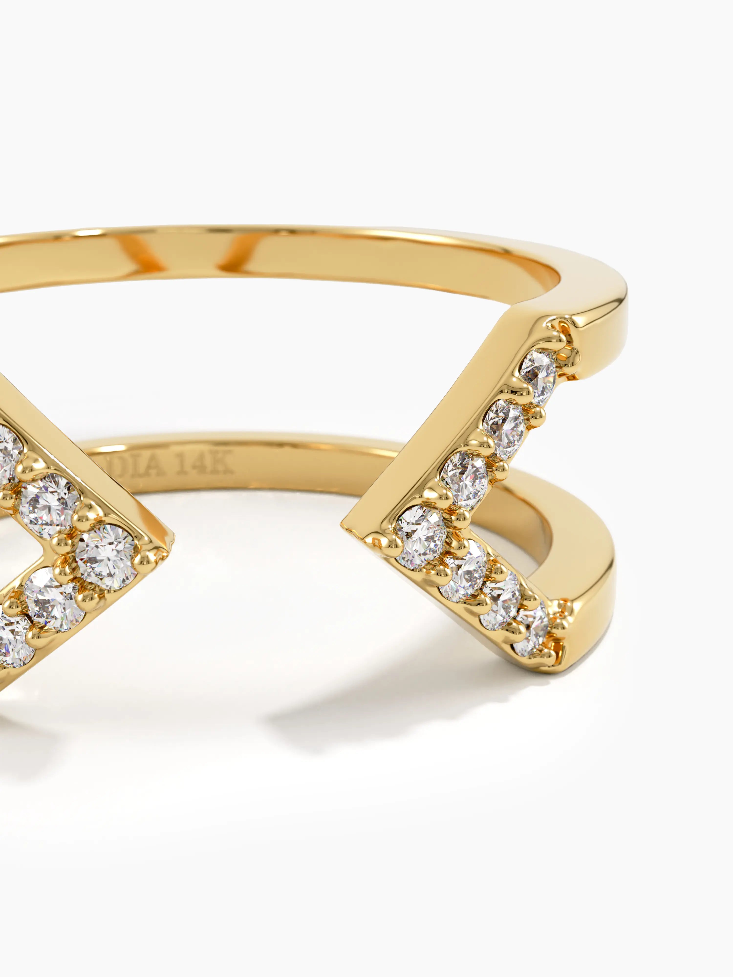 Open Arrow Statement Ring, solid gold ring, view 2 | DiaFifth