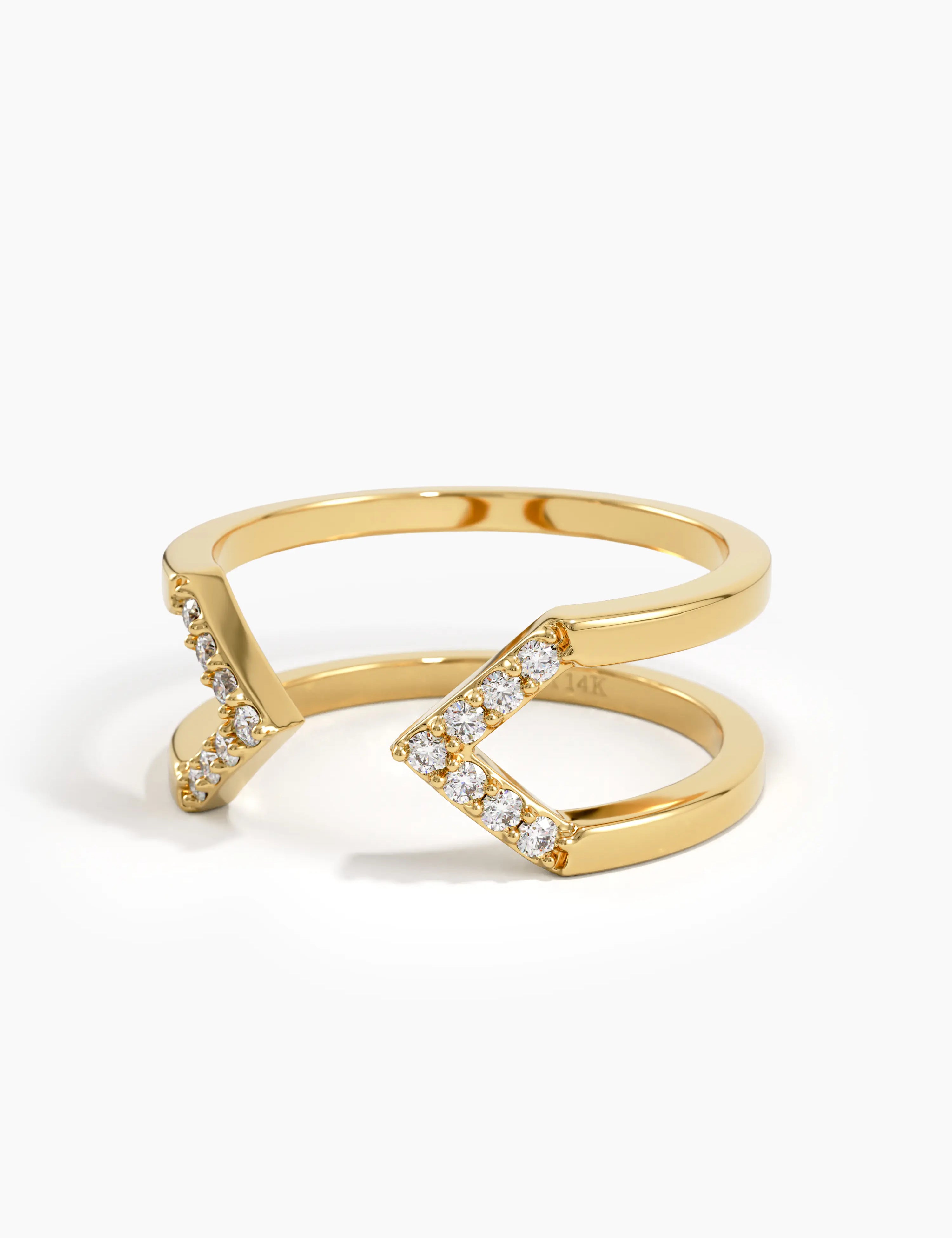 Open Arrow Statement Ring, solid gold ring, view 4 | DiaFifth