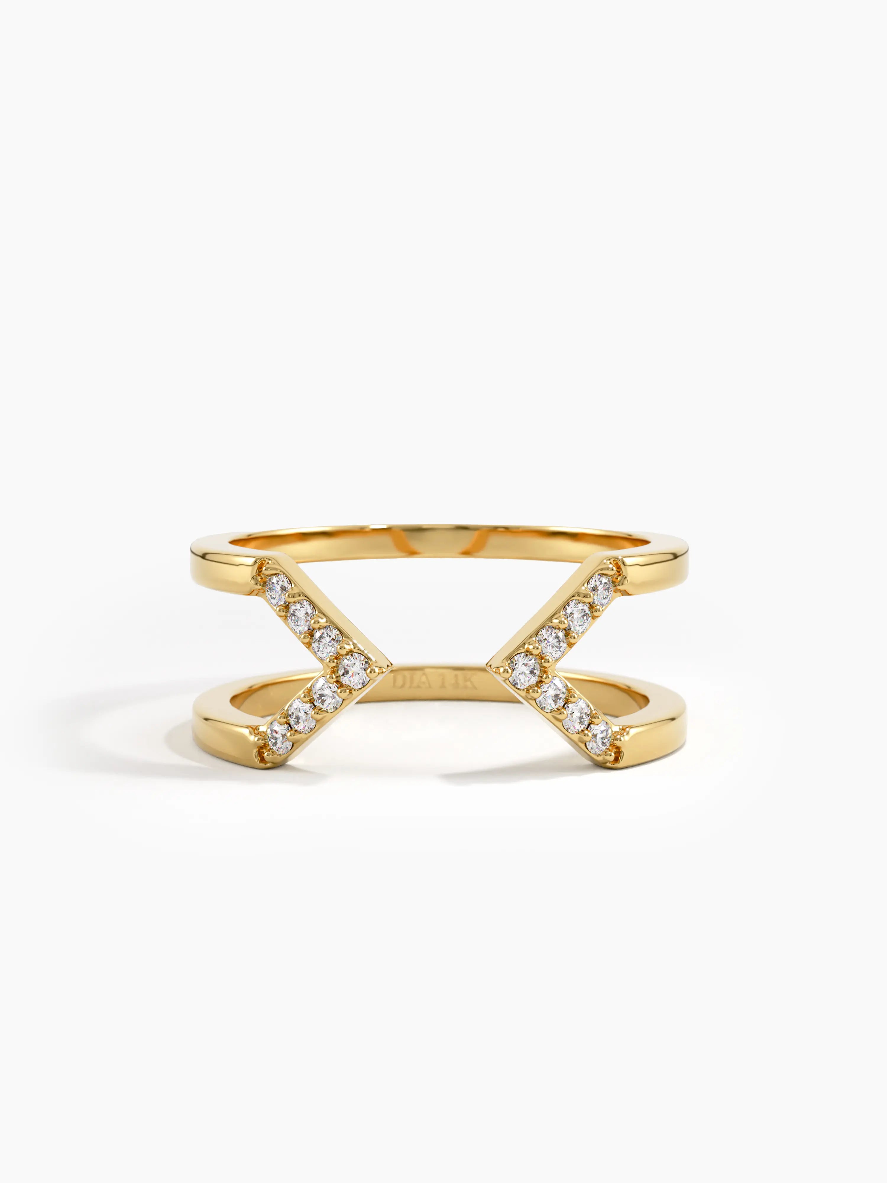 Open Arrow Statement Ring, solid gold ring | DiaFifth