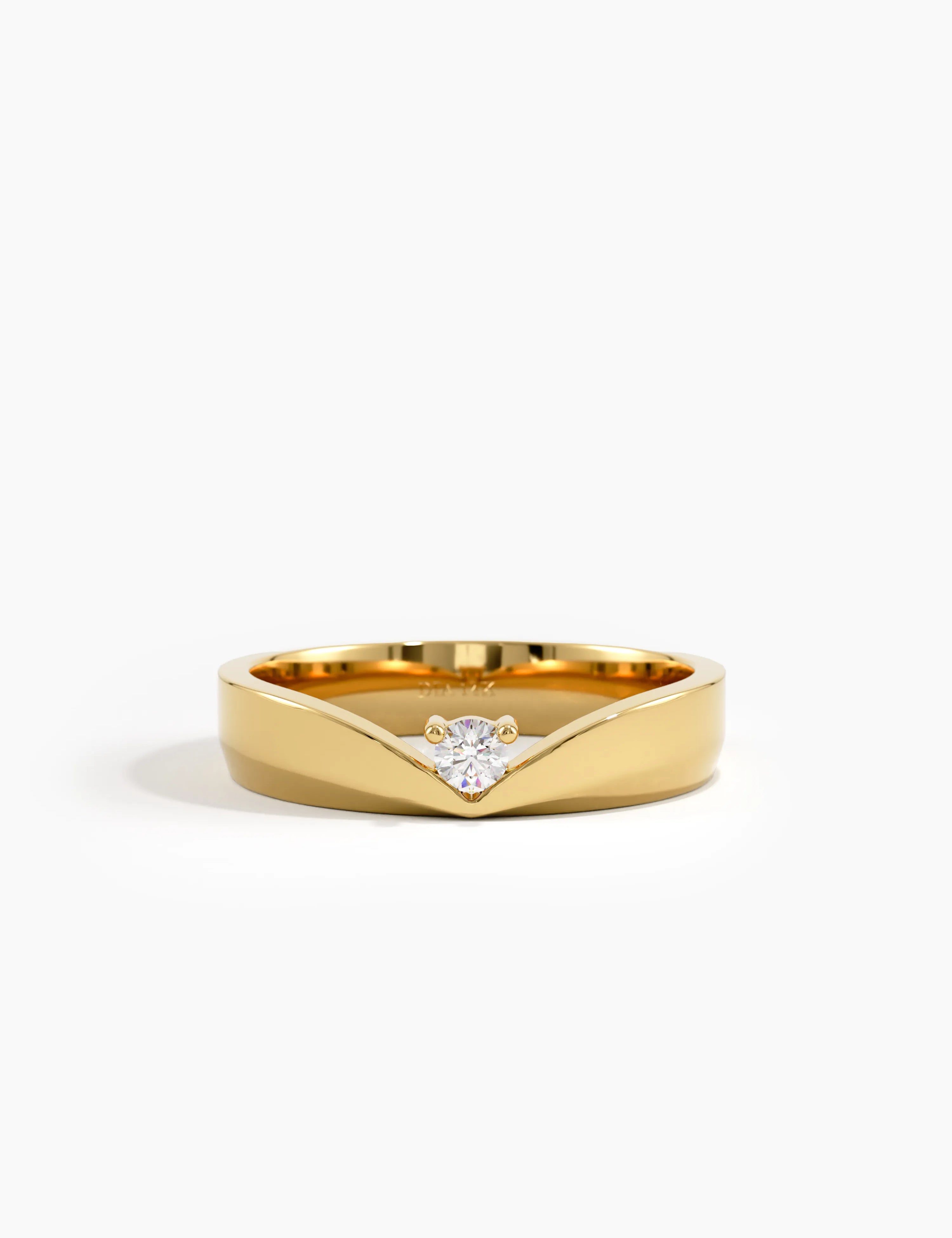 Solo Diamond Wedding Band, solid gold ring | DiaFifth