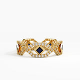 Geometric Sapphire Ring, solid gold ring | DiaFifth