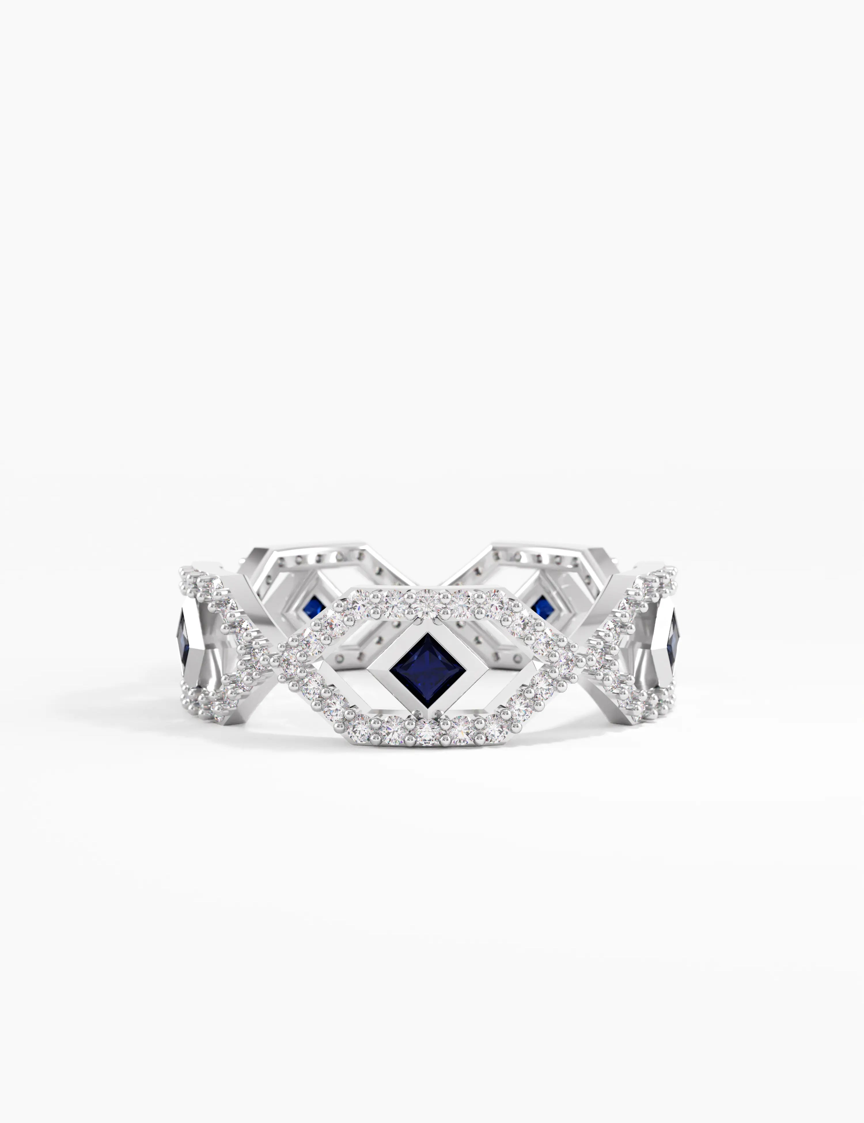 Geometric Sapphire Ring, solid gold ring, view 7 | DiaFifth
