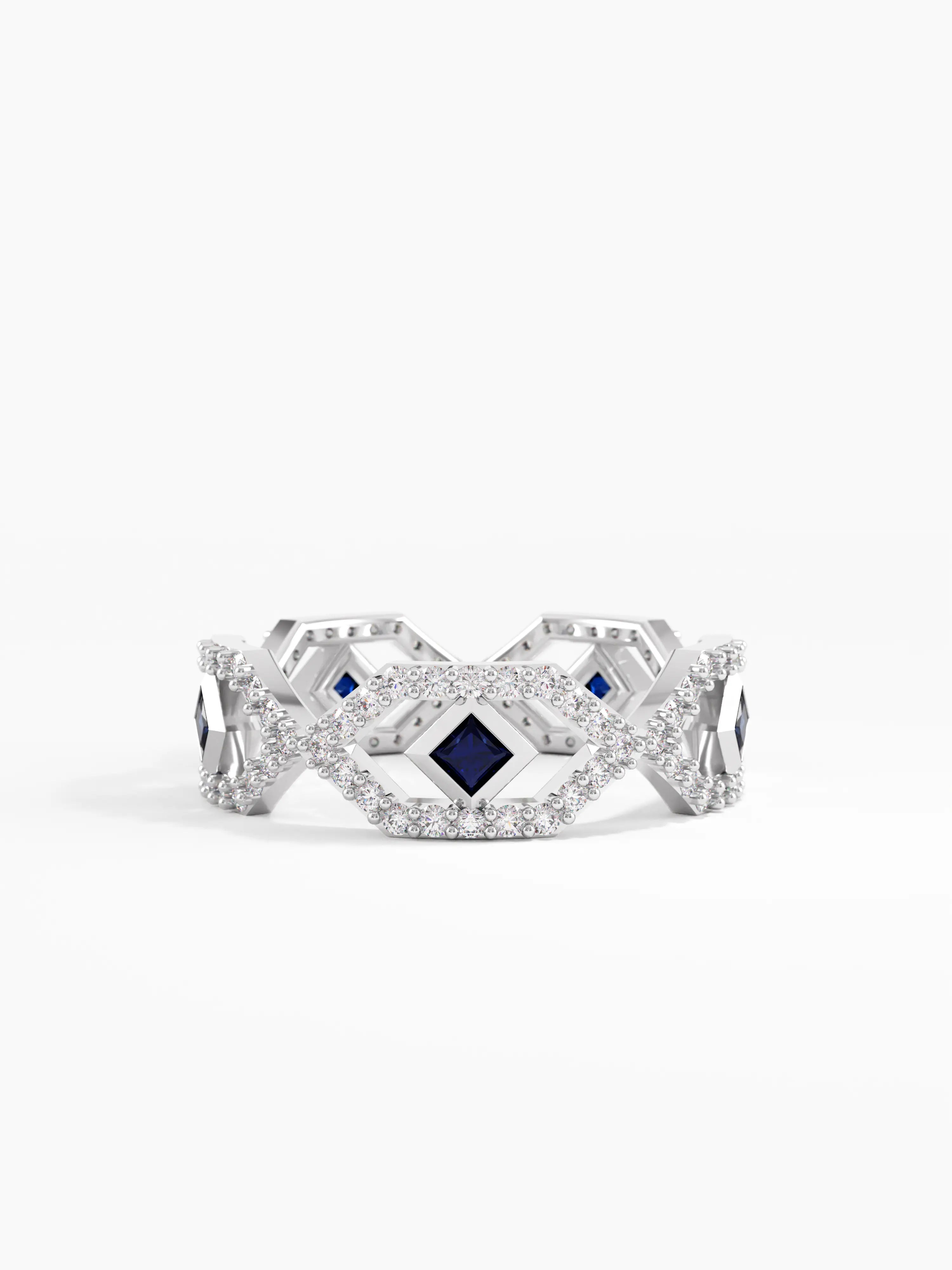 Geometric Sapphire Ring, solid gold ring, view 7 | DiaFifth