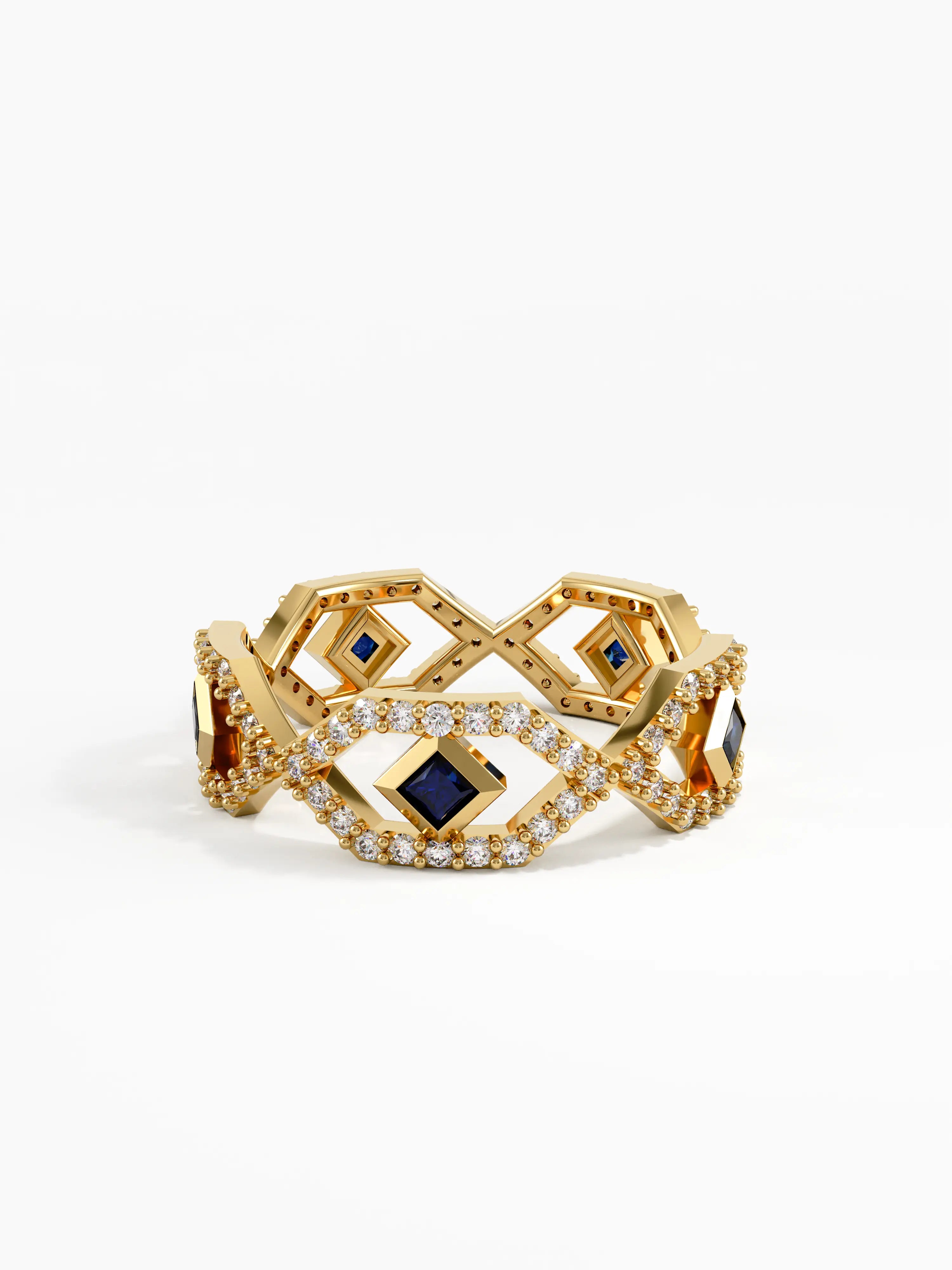 Geometric Sapphire Ring, solid gold ring, view 8 | DiaFifth
