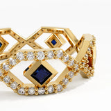 Geometric Sapphire Ring, solid gold ring, view 2 | DiaFifth