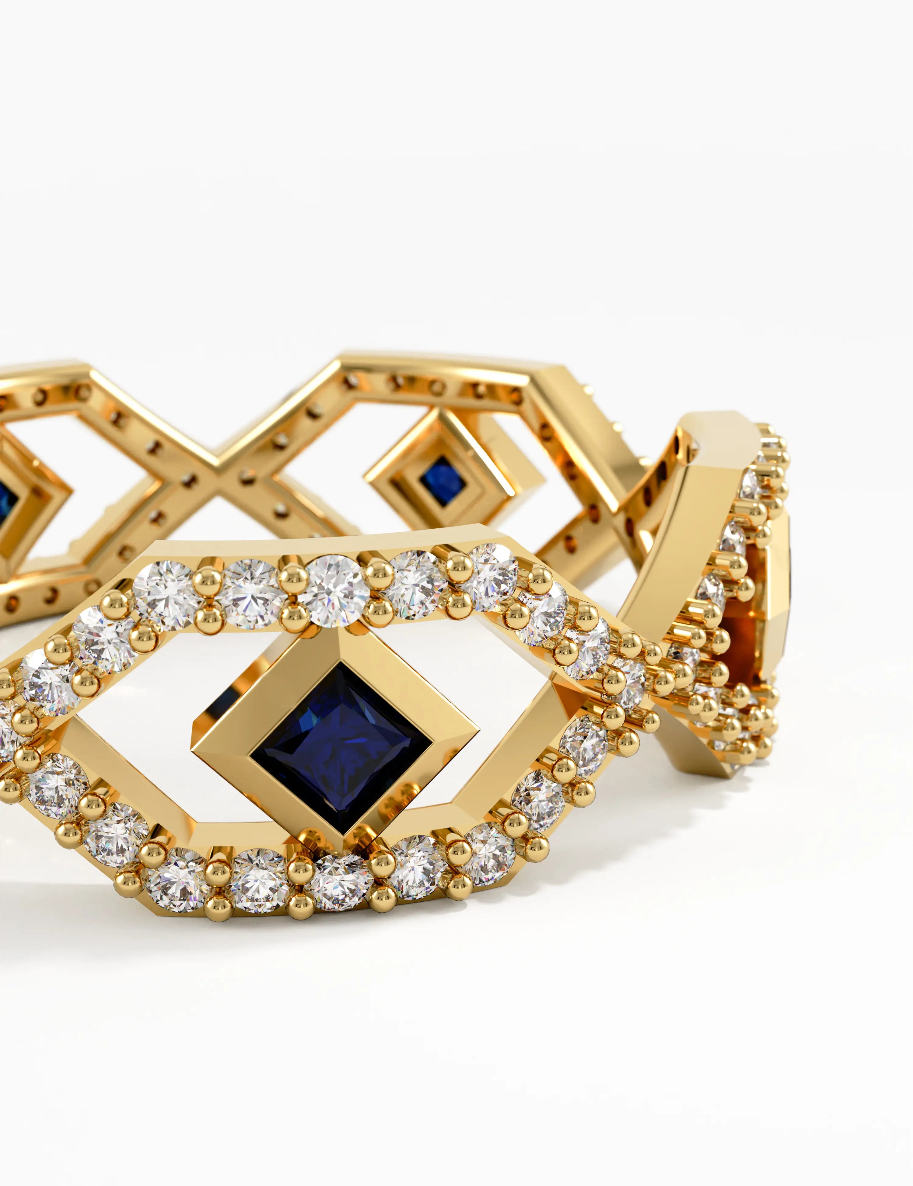 Geometric Sapphire Ring, solid gold ring, view 2 | DiaFifth