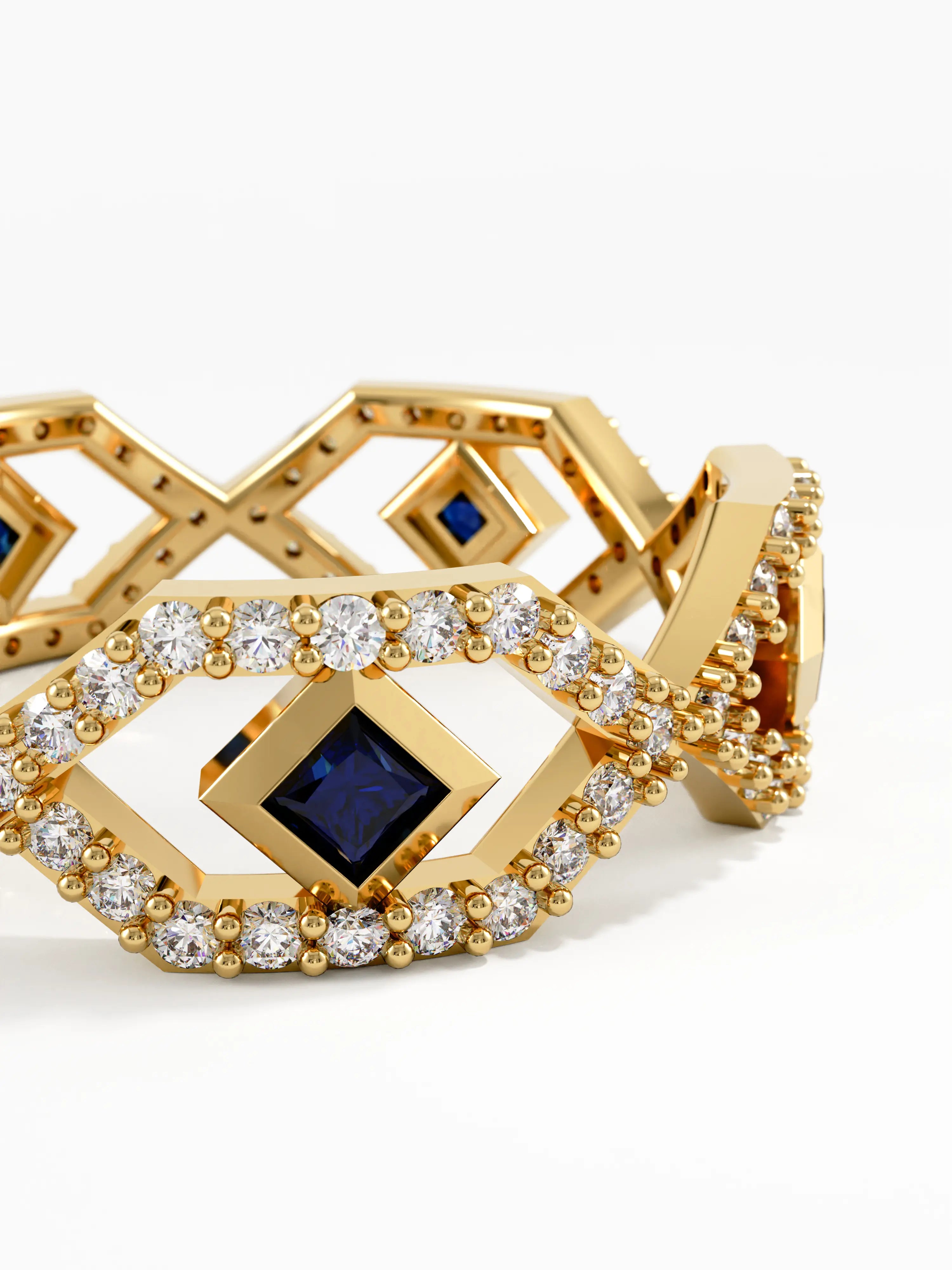 Geometric Sapphire Ring, solid gold ring, view 2 | DiaFifth