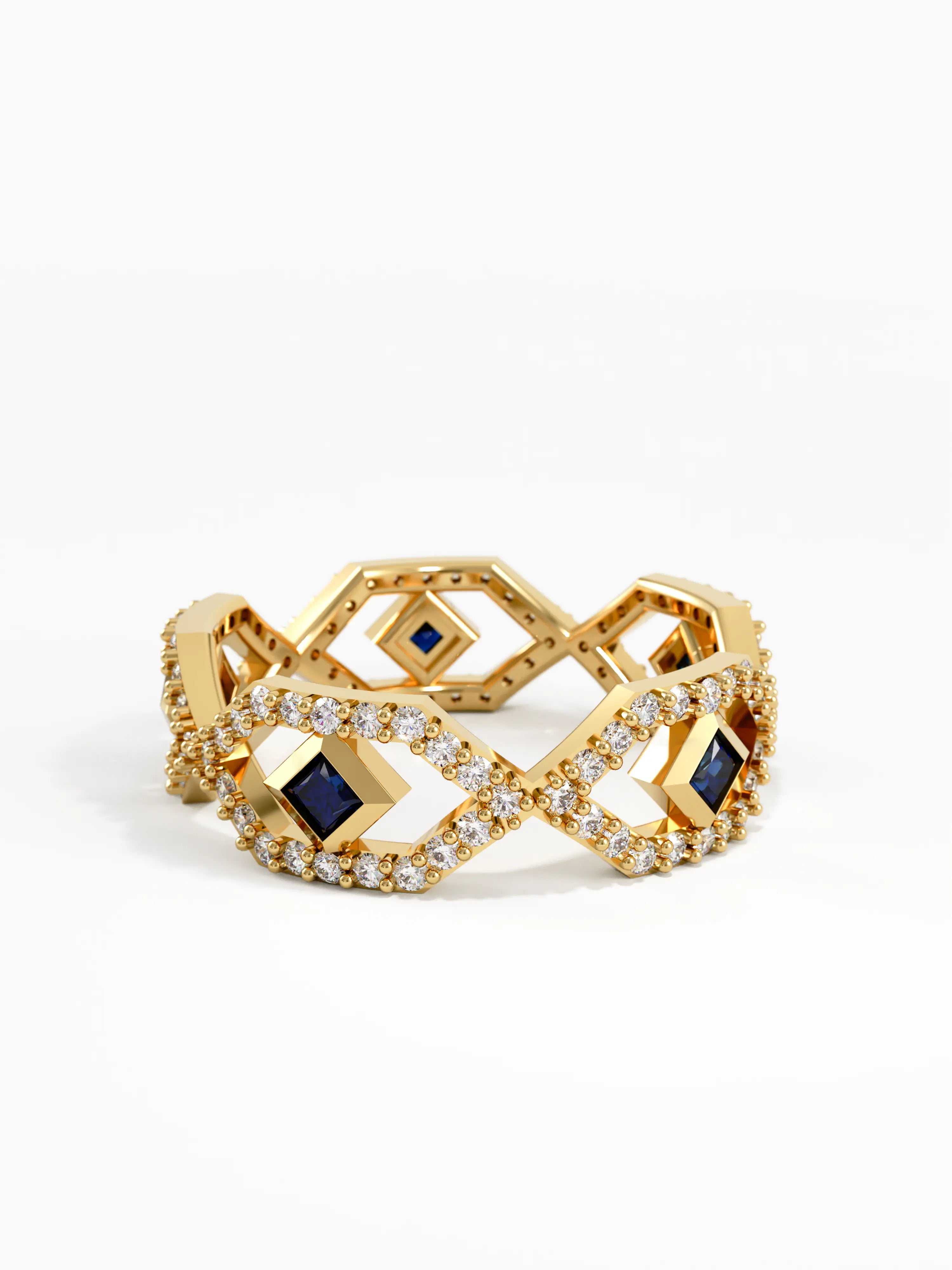 Geometric Sapphire Ring, solid gold ring, view 4 | DiaFifth