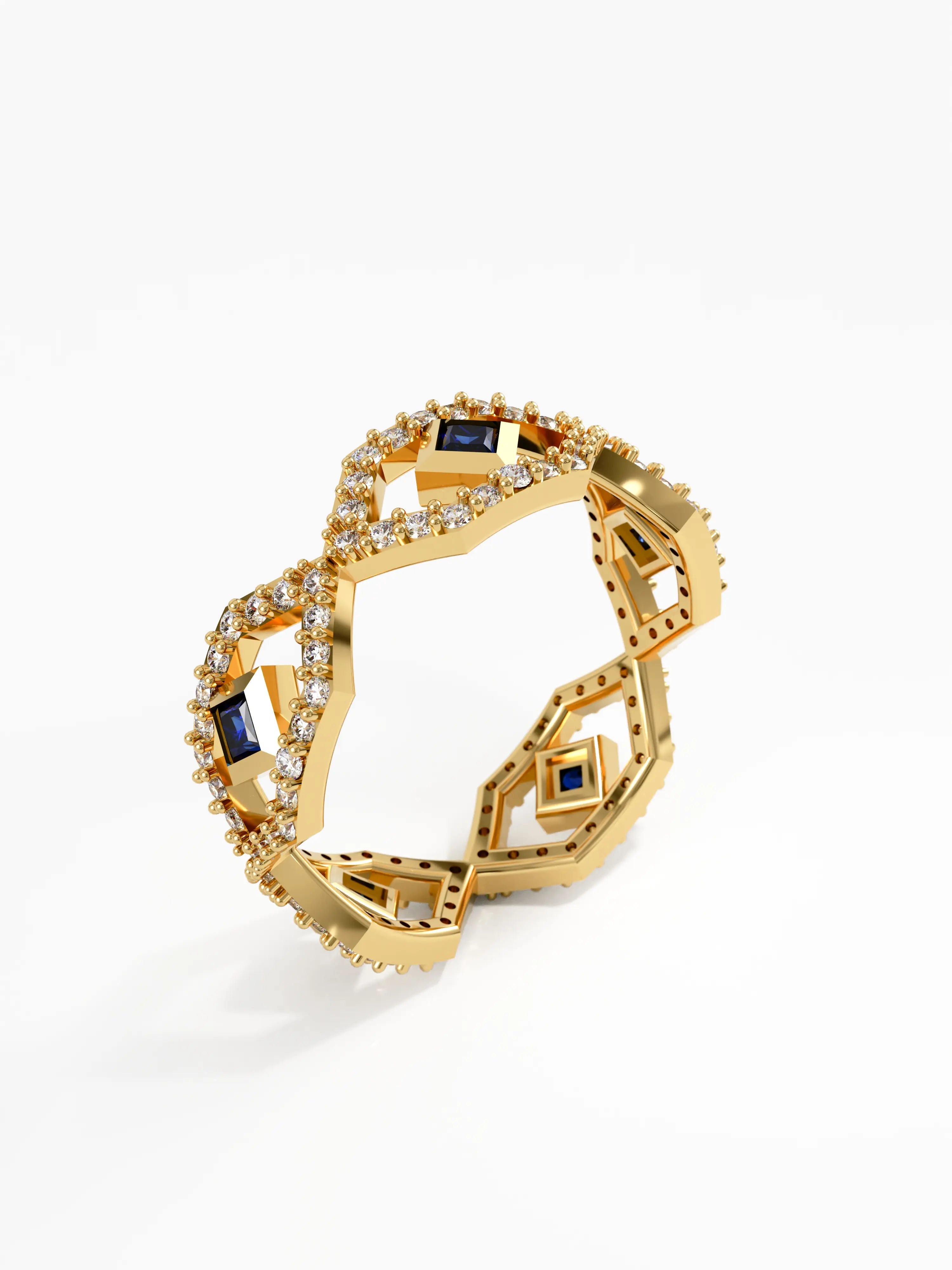 Geometric Sapphire Ring, solid gold ring, view 5 | DiaFifth