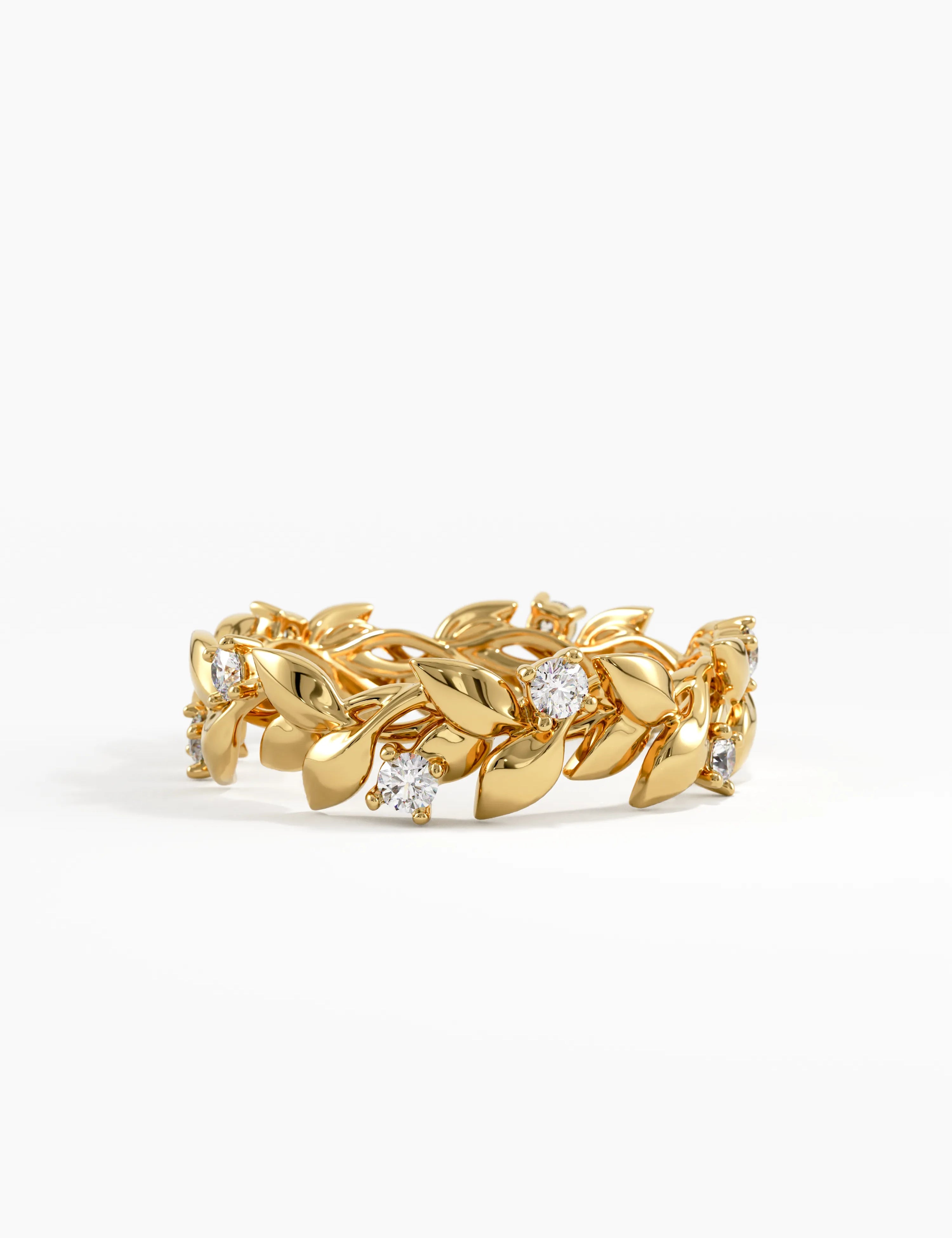 Laurel Leaf Wedding Ring, solid gold ring | DiaFifth