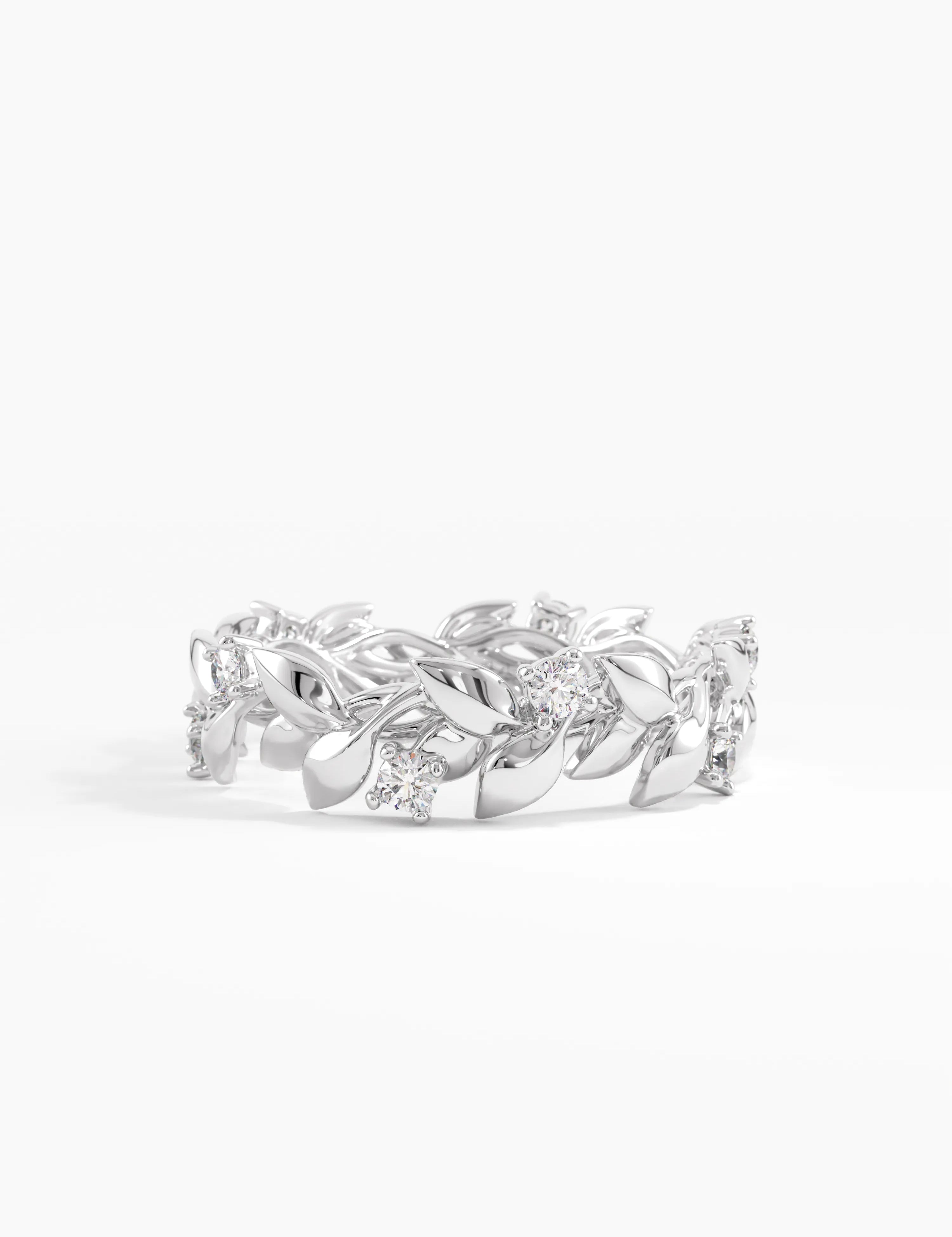Laurel Leaf Wedding Ring, solid gold ring, view 7 | DiaFifth