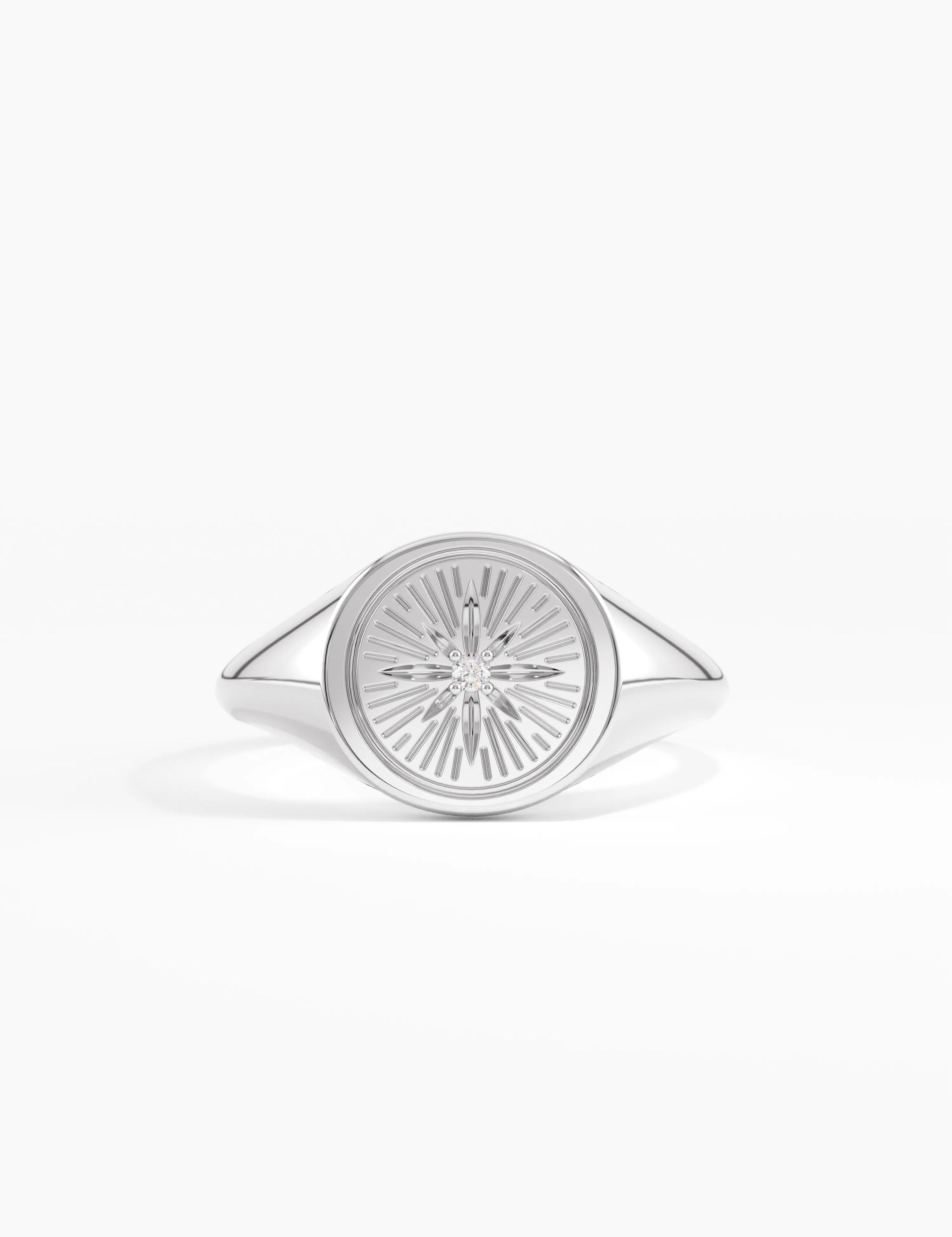 Compass Signet Ring, solid gold ring, view 7 | DiaFifth