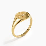 Compass Signet Ring, solid gold ring, view 4 | DiaFifth