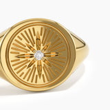 Compass Signet Ring, solid gold ring, view 2 | DiaFifth