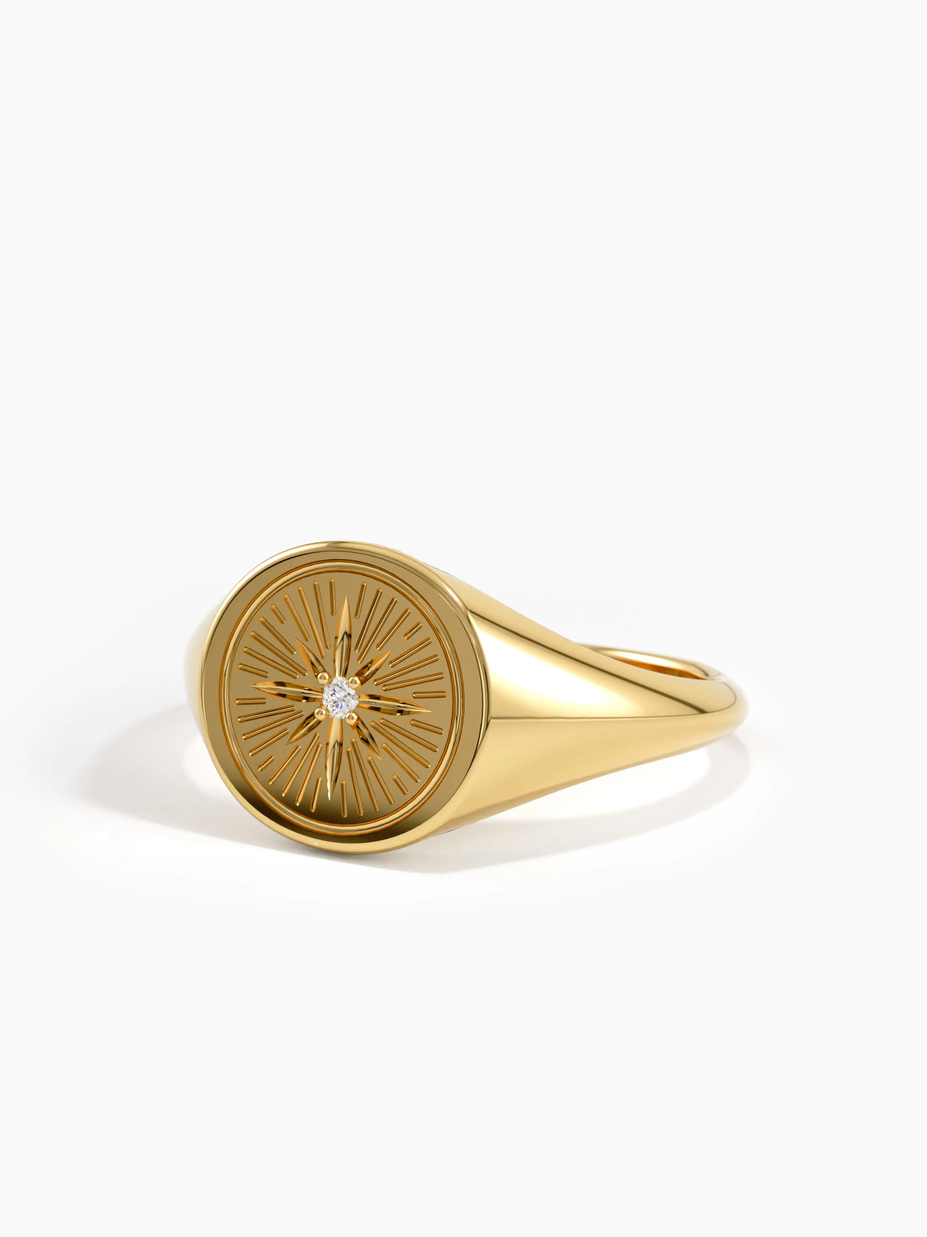 Compass Signet Ring, solid gold ring, view 5 | DiaFifth