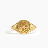Compass Signet Ring, solid gold ring | DiaFifth