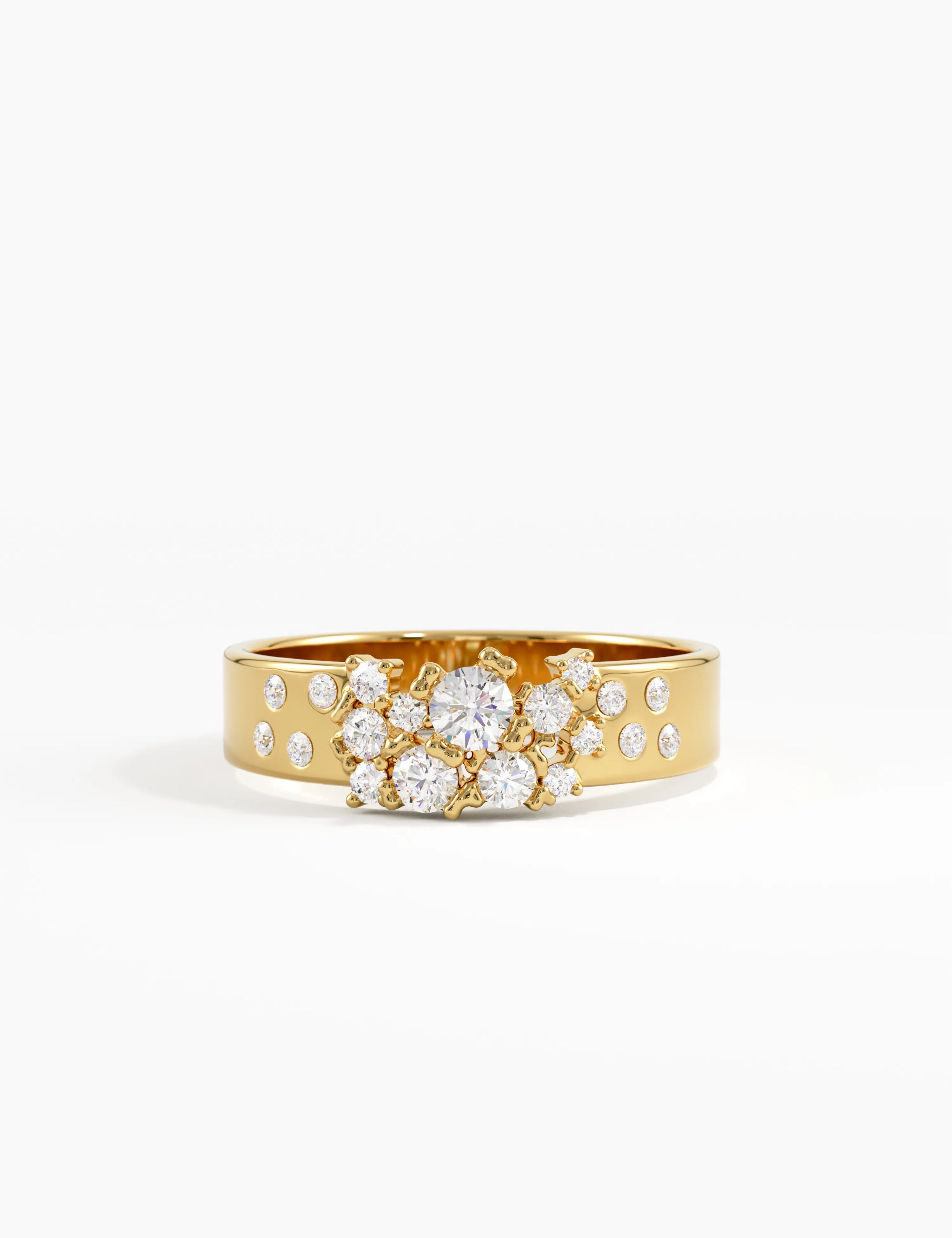 Cluster Wedding Band, solid gold ring | DiaFifth