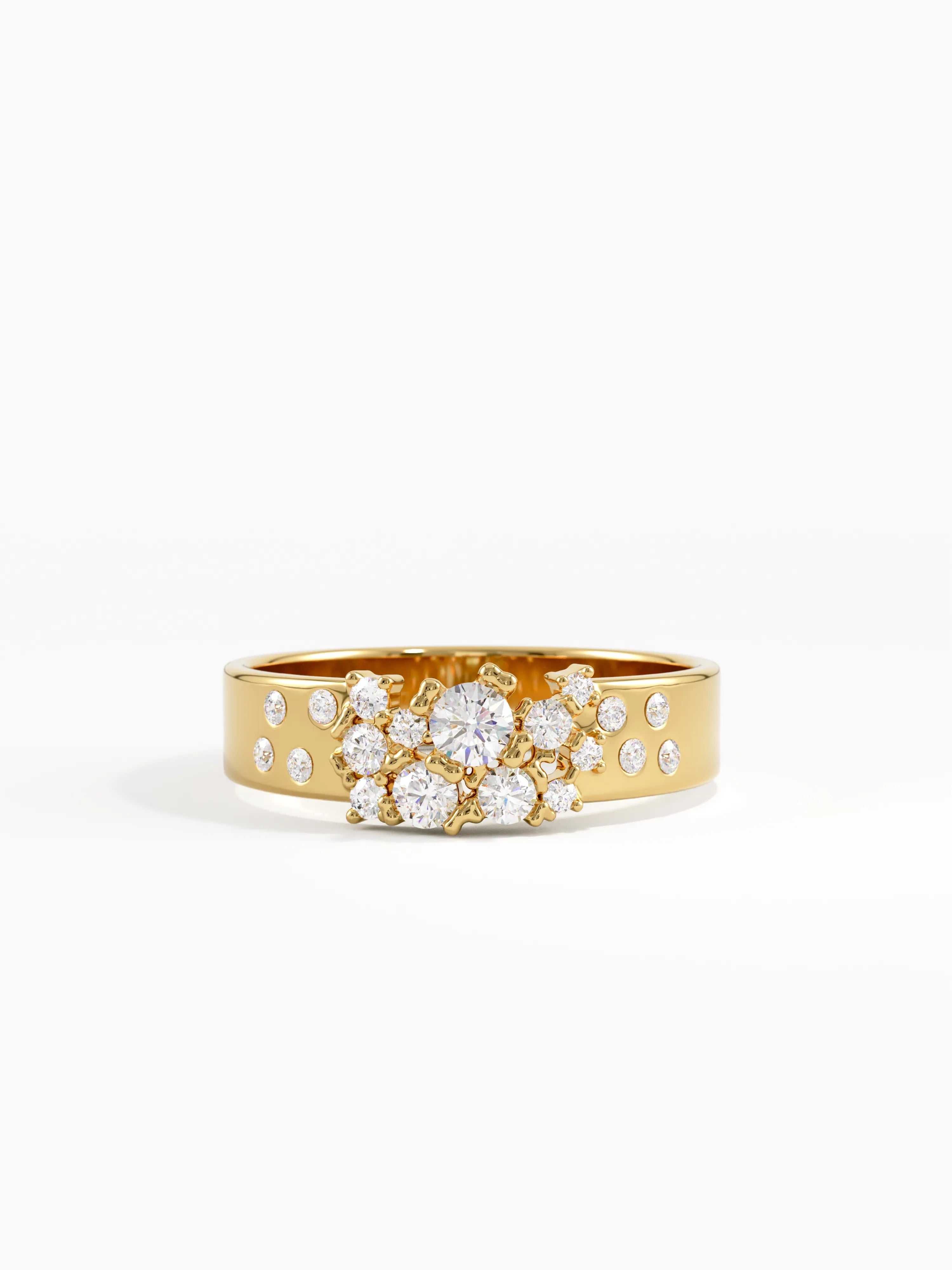 Cluster Wedding Band, solid gold ring | DiaFifth