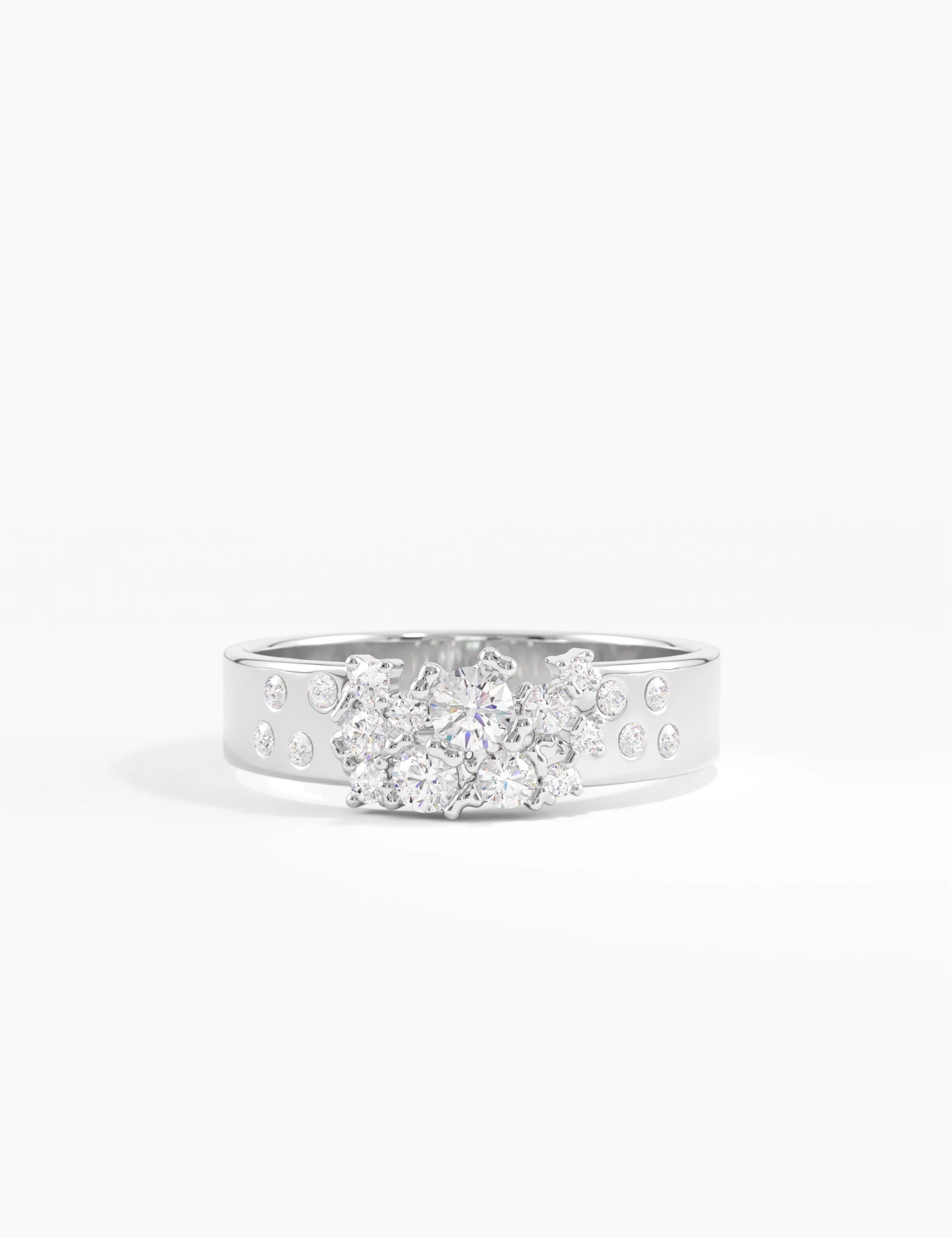Cluster Wedding Band, solid gold ring, view 7 | DiaFifth