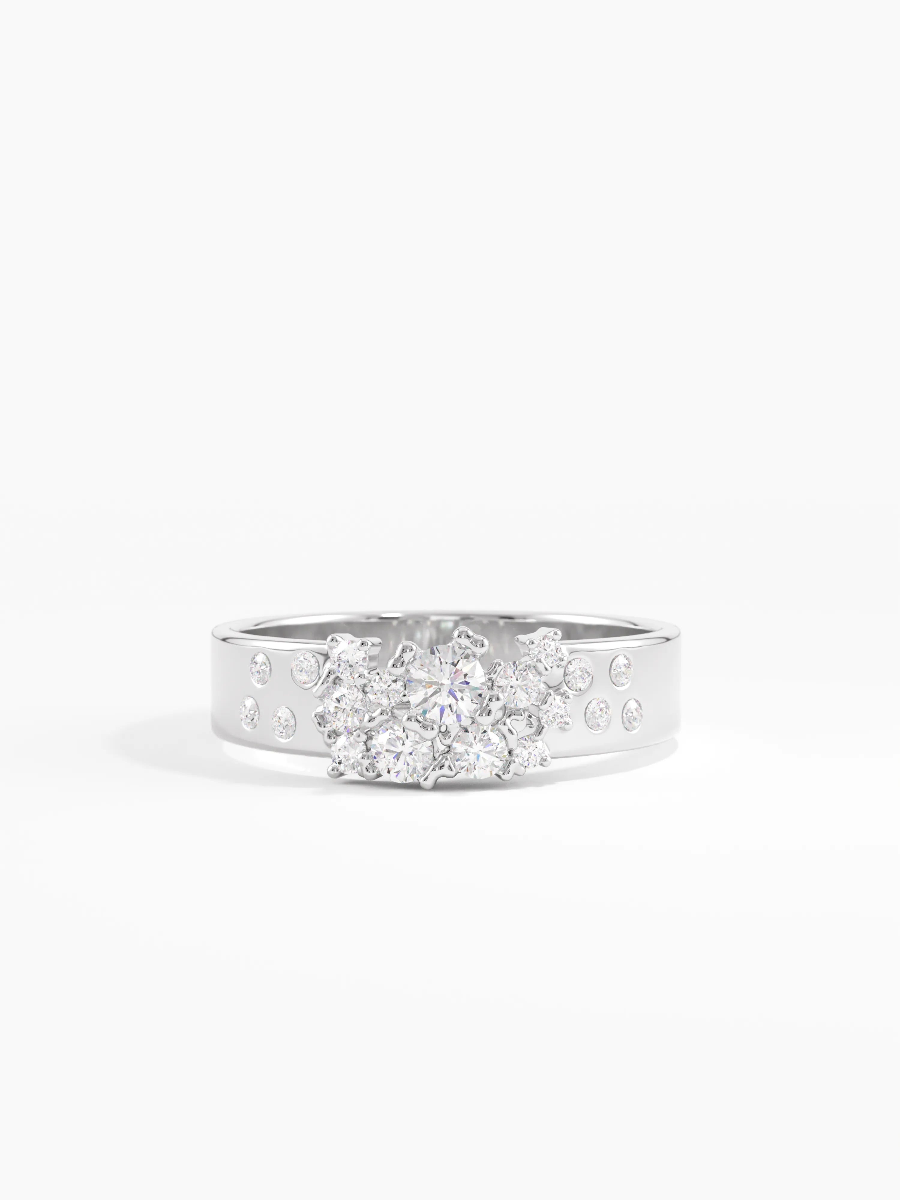 Cluster Wedding Band, solid gold ring, view 7 | DiaFifth