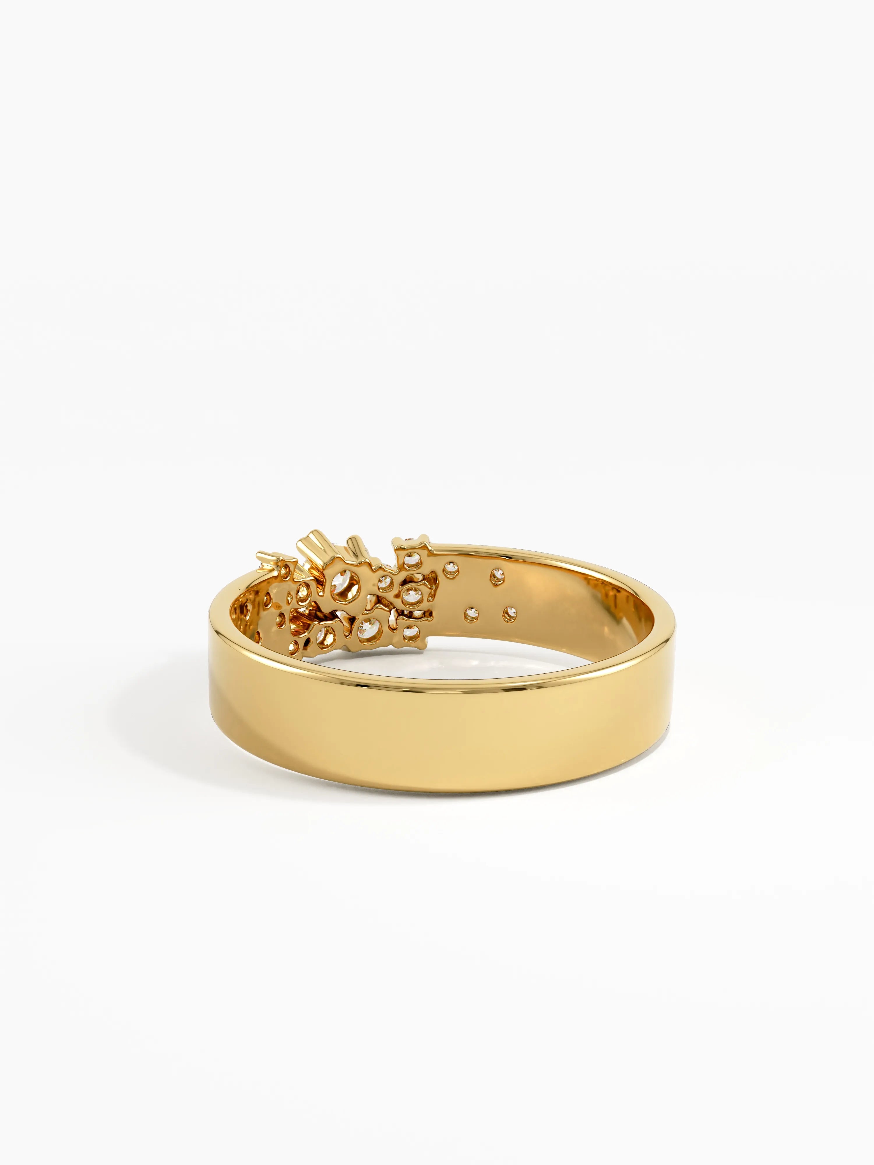 Cluster Wedding Band, solid gold ring, view 4 | DiaFifth