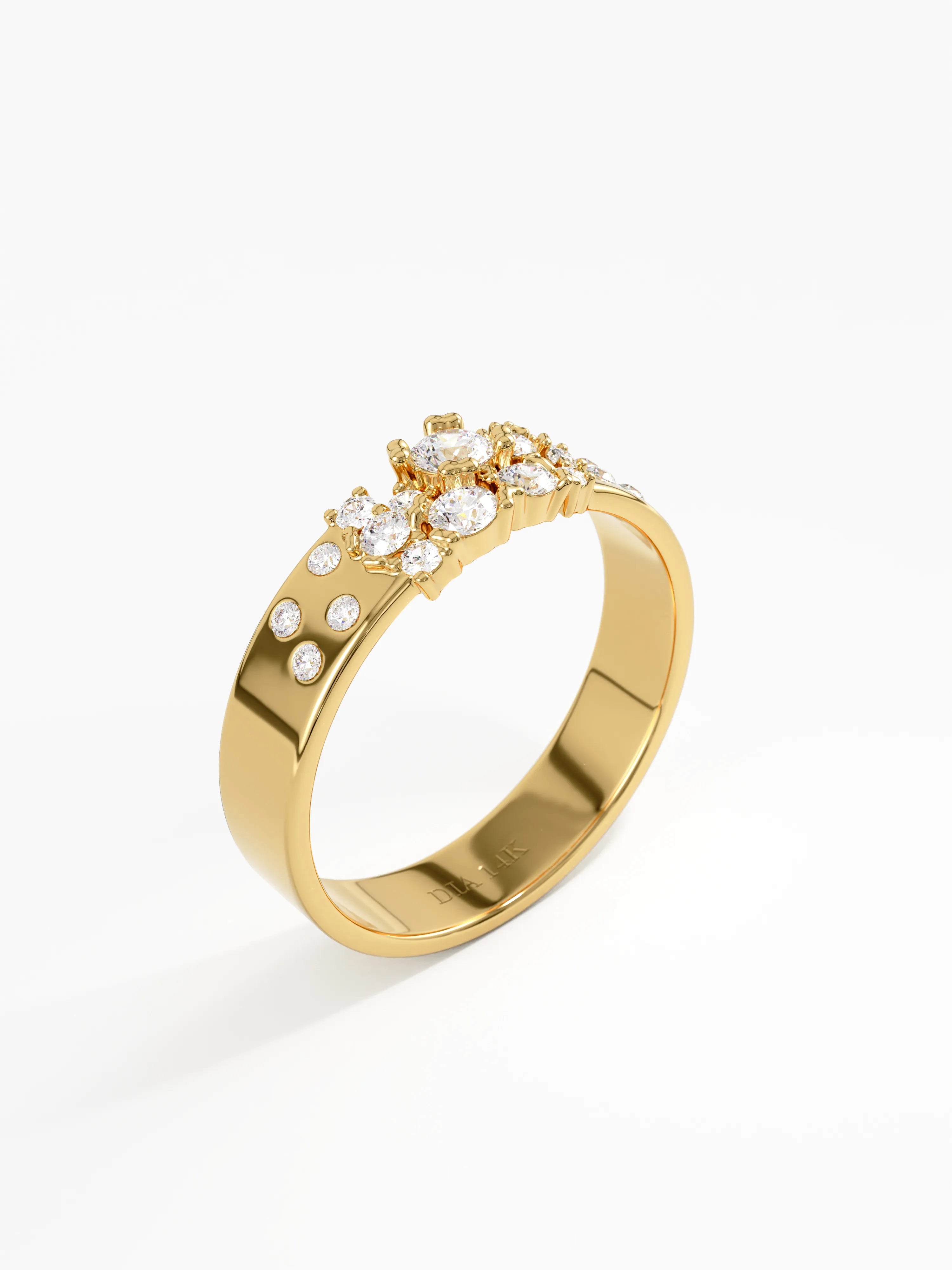 Cluster Wedding Band, solid gold ring, view 5 | DiaFifth