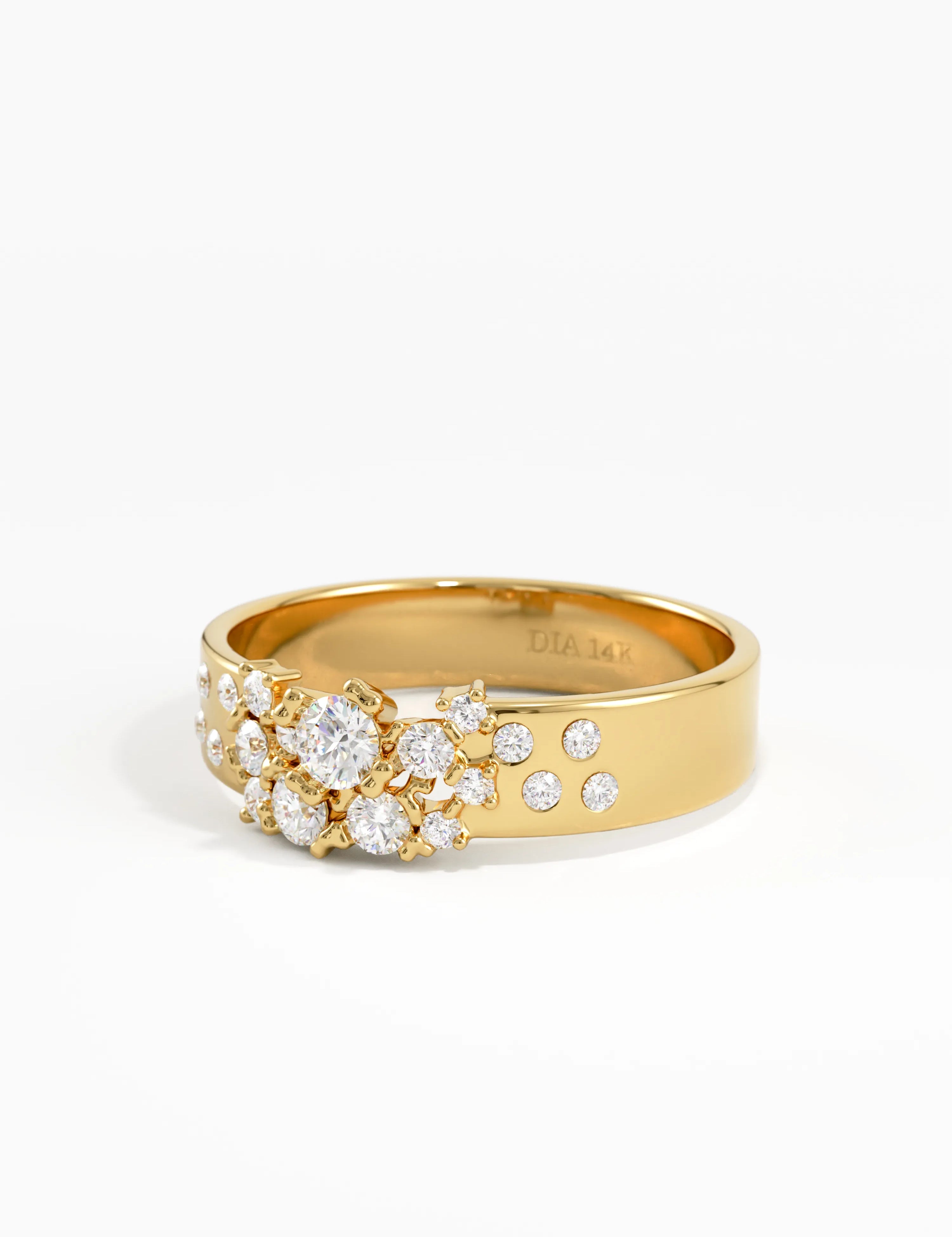 Cluster Wedding Band, solid gold ring, view 8 | DiaFifth