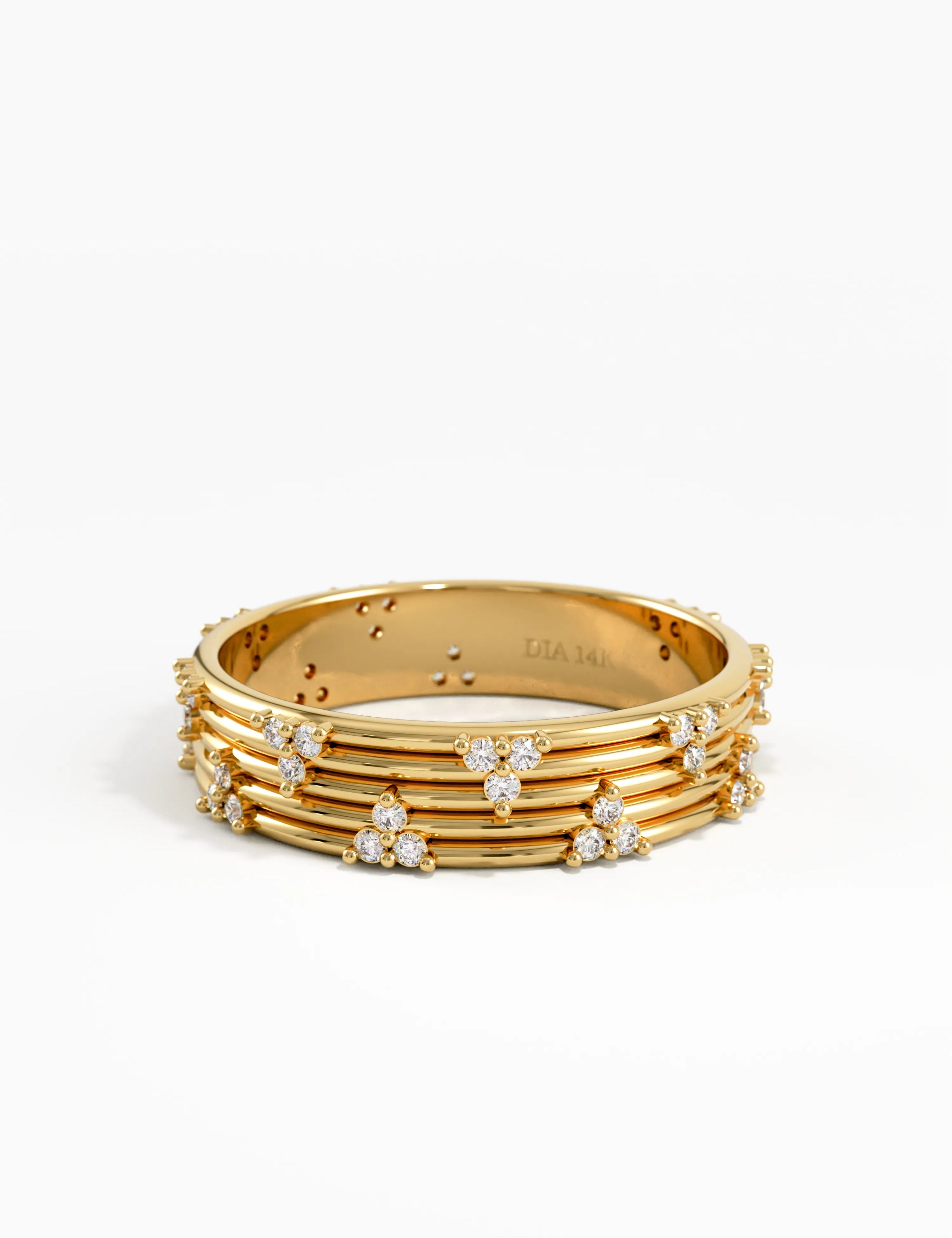 Lines Wedding Band, solid gold ring, view 4 | DiaFifth