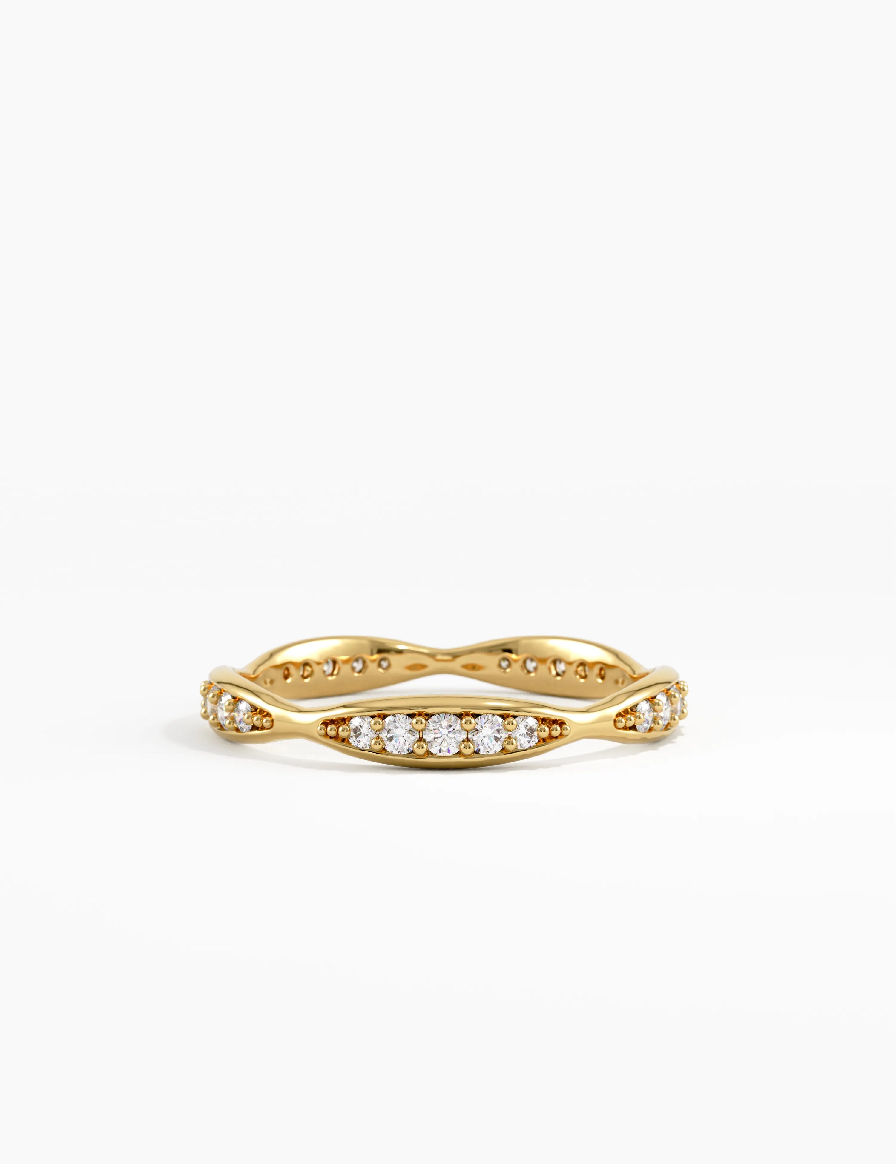 Wavy Wedding Ring, solid gold ring | DiaFifth