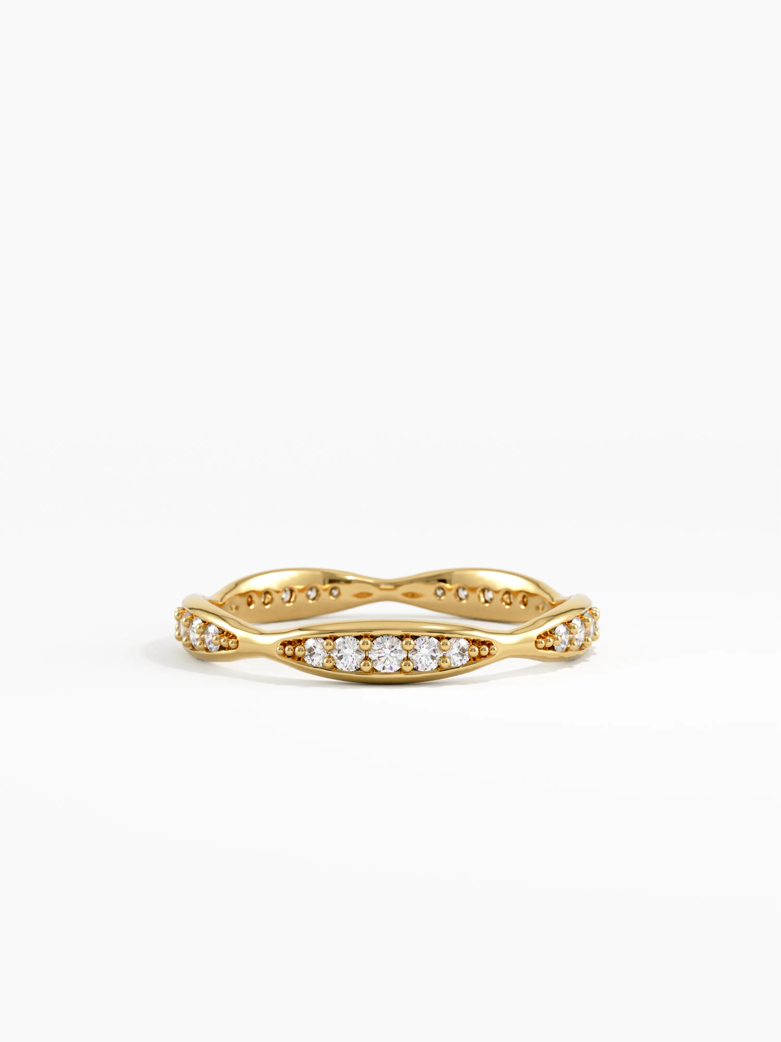 Wavy Wedding Ring, solid gold ring | DiaFifth