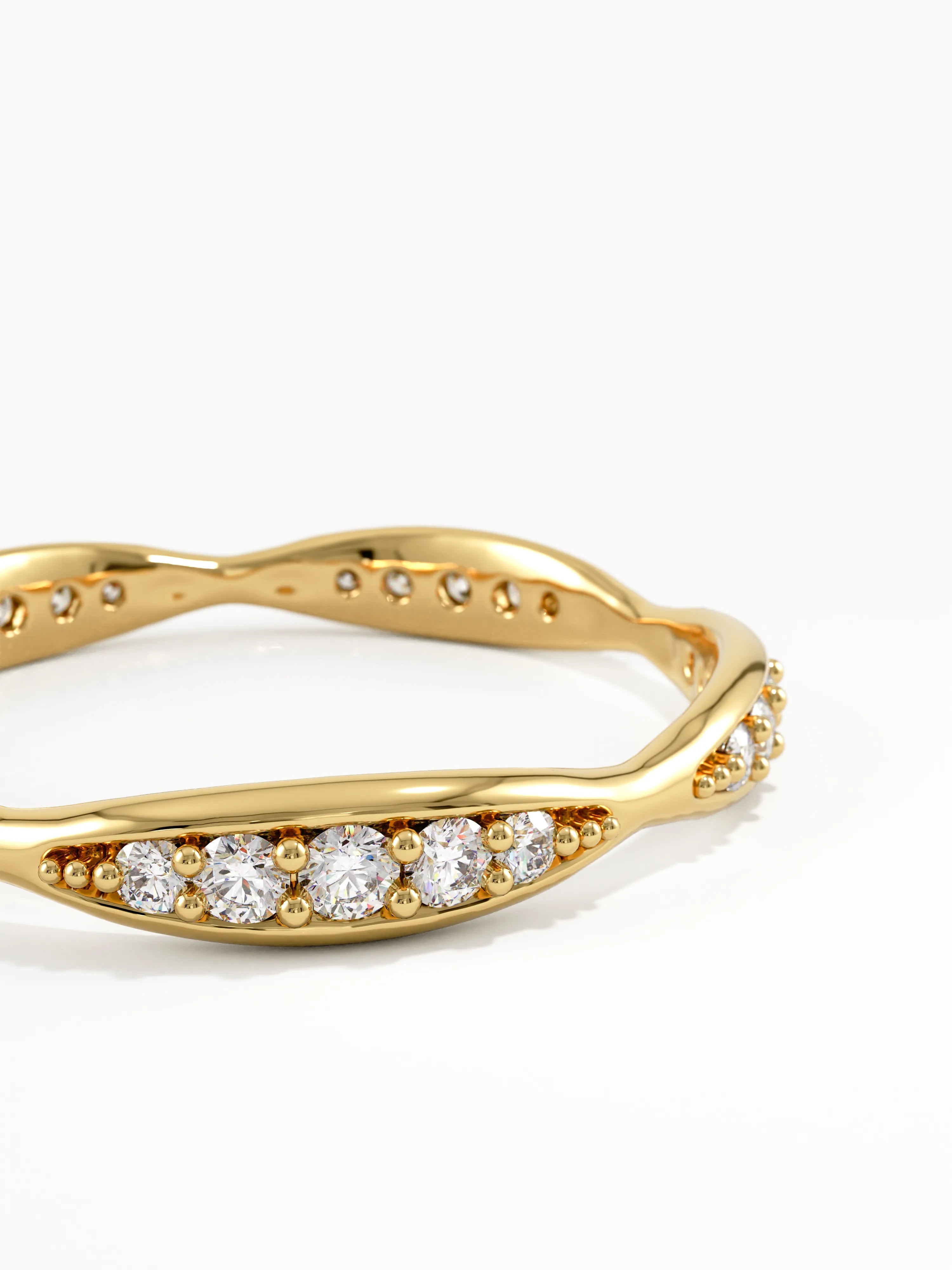 Wavy Wedding Ring, solid gold ring, view 2 | DiaFifth