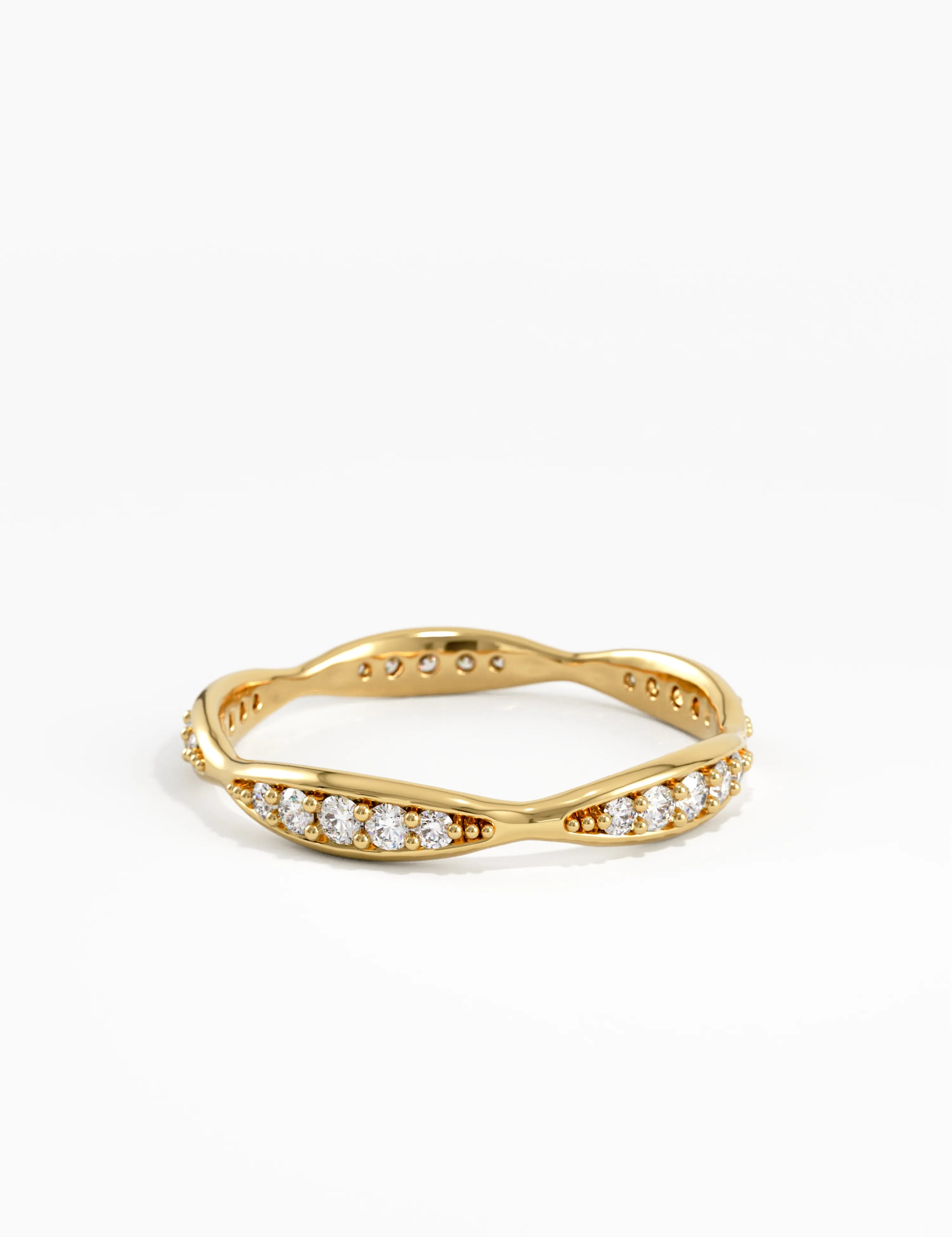 Wavy Wedding Ring, solid gold ring, view 4 | DiaFifth