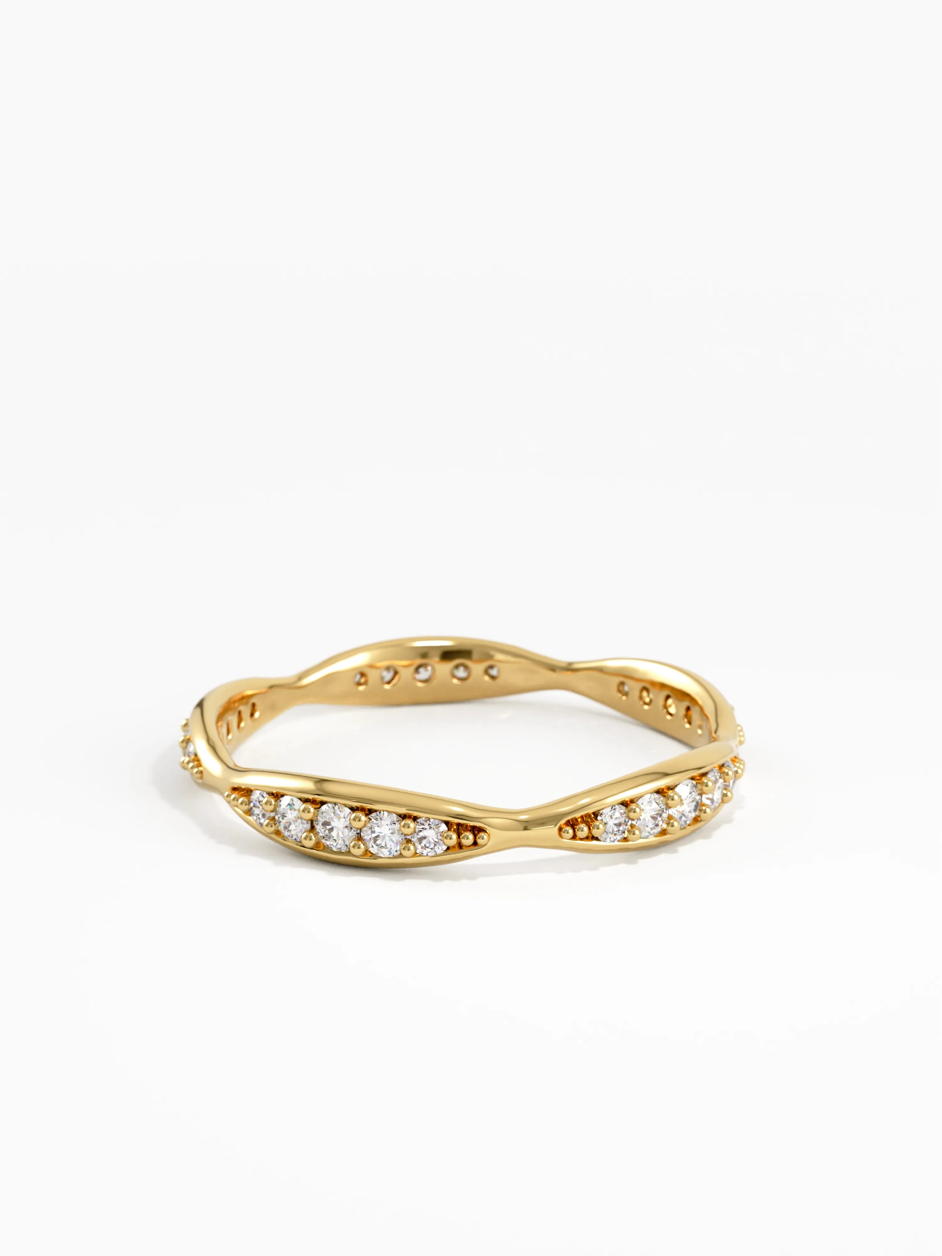 Wavy Wedding Ring, solid gold ring, view 4 | DiaFifth