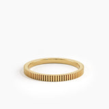 Simple Lined Wedding Band, solid gold ring, view 4 | DiaFifth