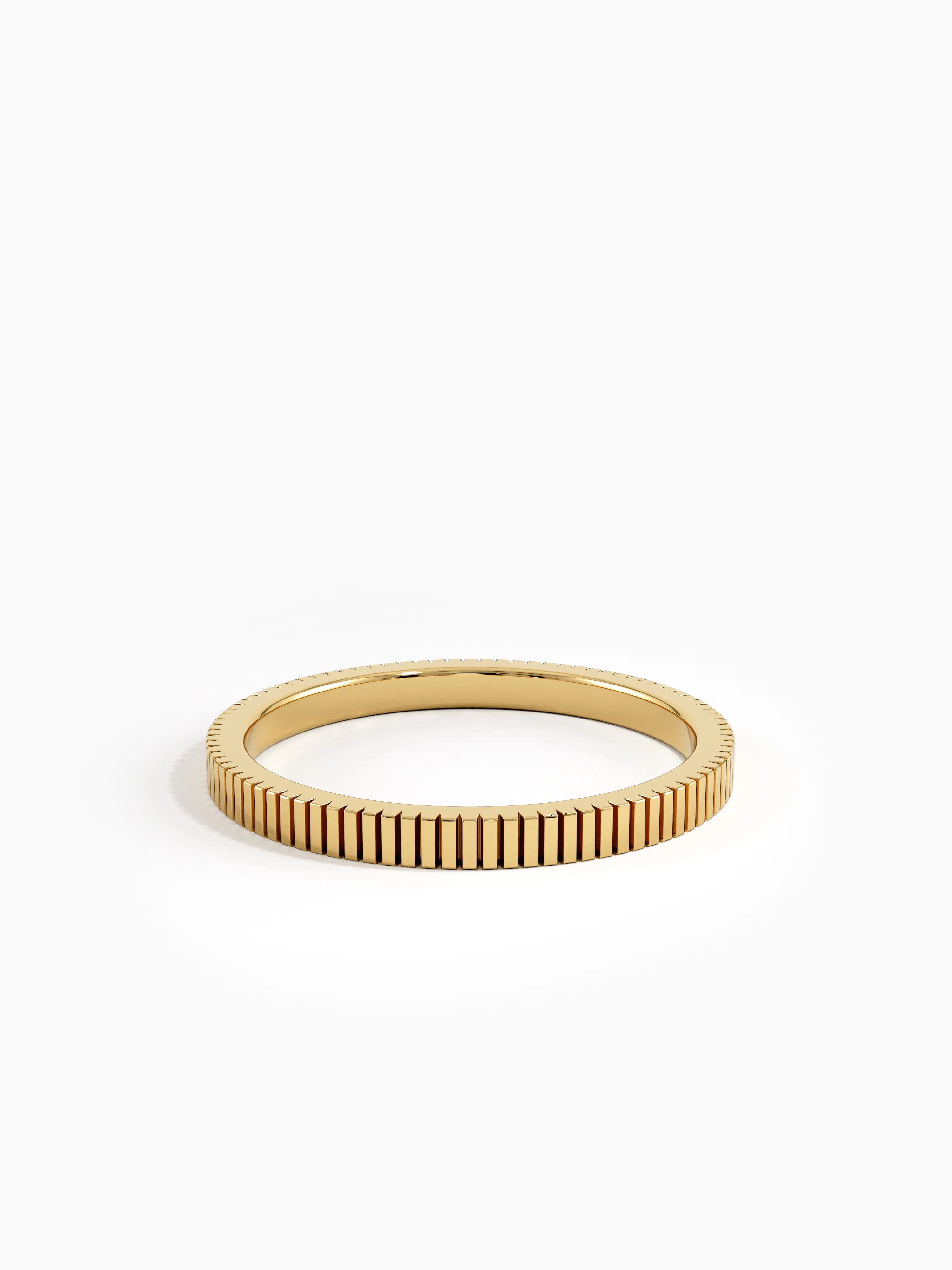 Simple Lined Wedding Band, solid gold ring, view 4 | DiaFifth