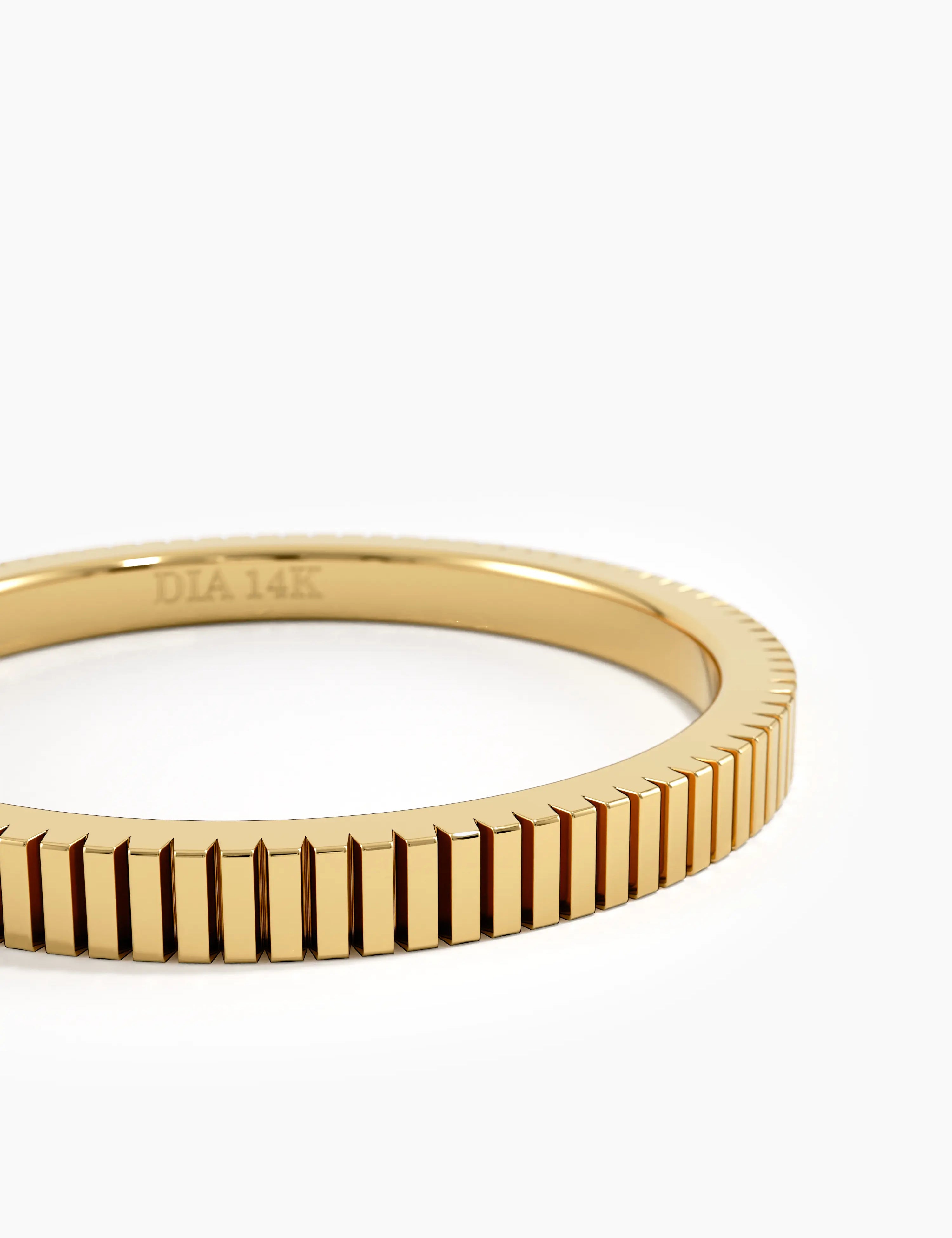Simple Lined Wedding Band, solid gold ring, view 2 | DiaFifth