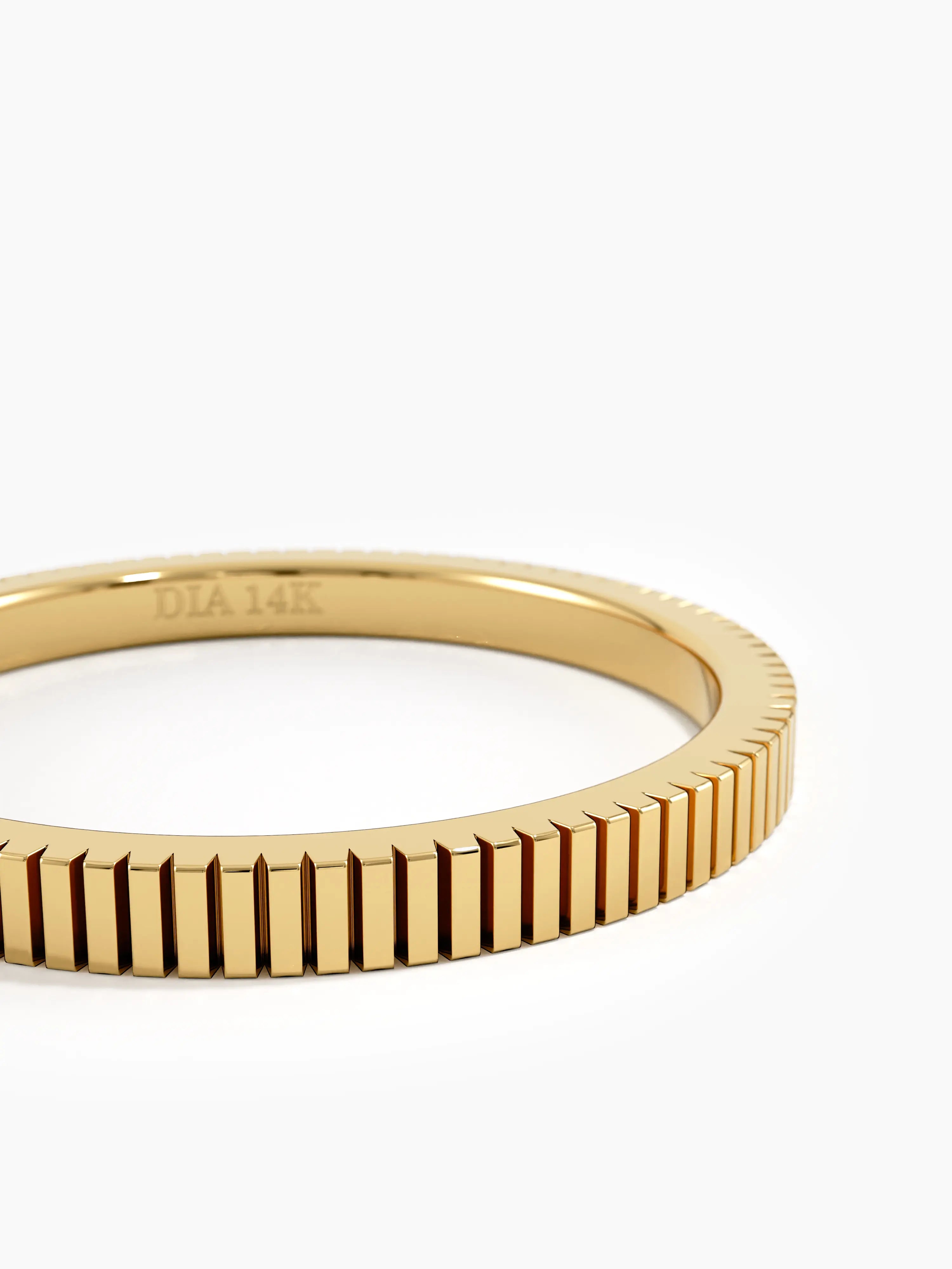 Simple Lined Wedding Band, solid gold ring, view 2 | DiaFifth