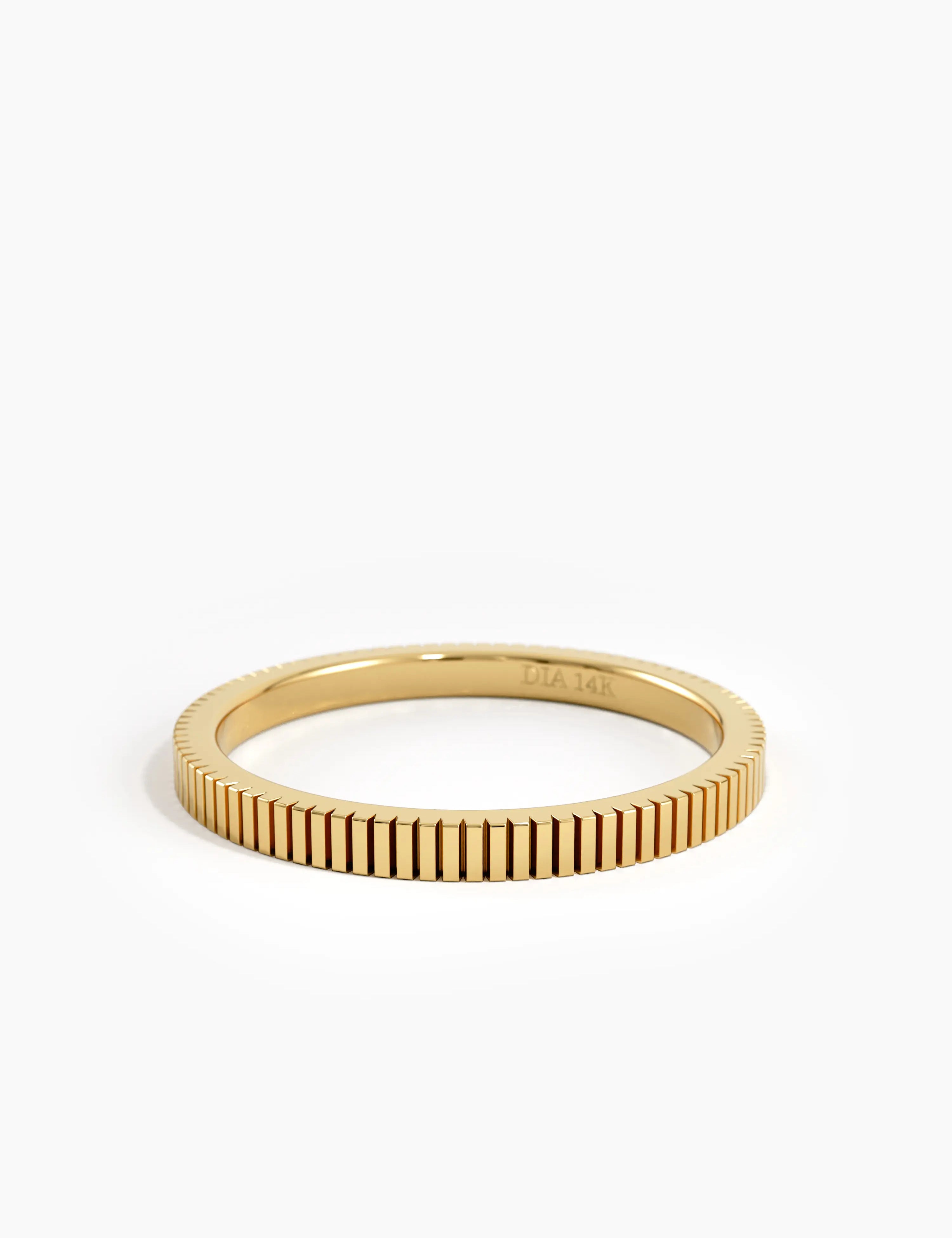 Simple Lined Wedding Band, solid gold ring, view 8 | DiaFifth