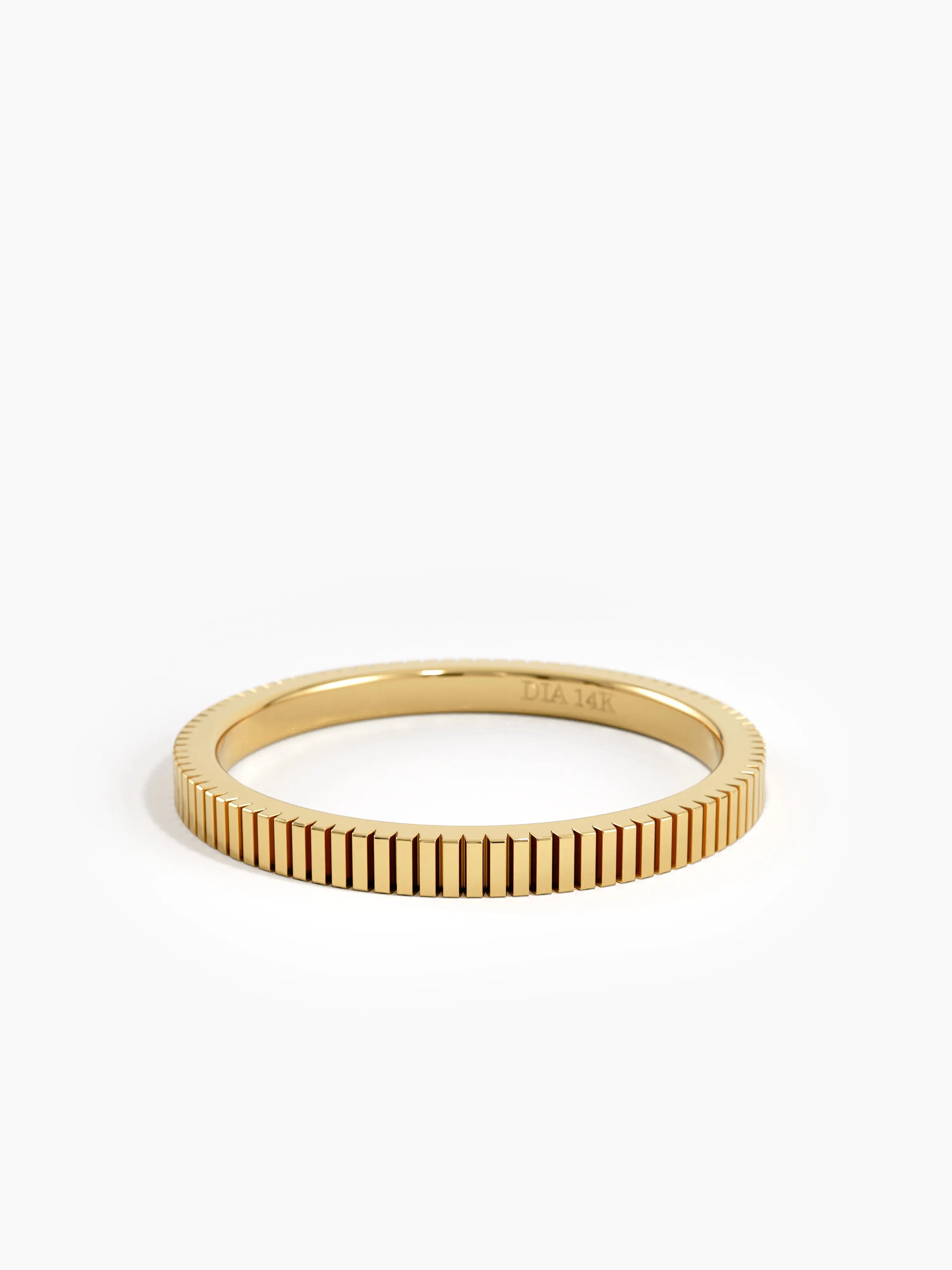 Simple Lined Wedding Band, solid gold ring, view 8 | DiaFifth