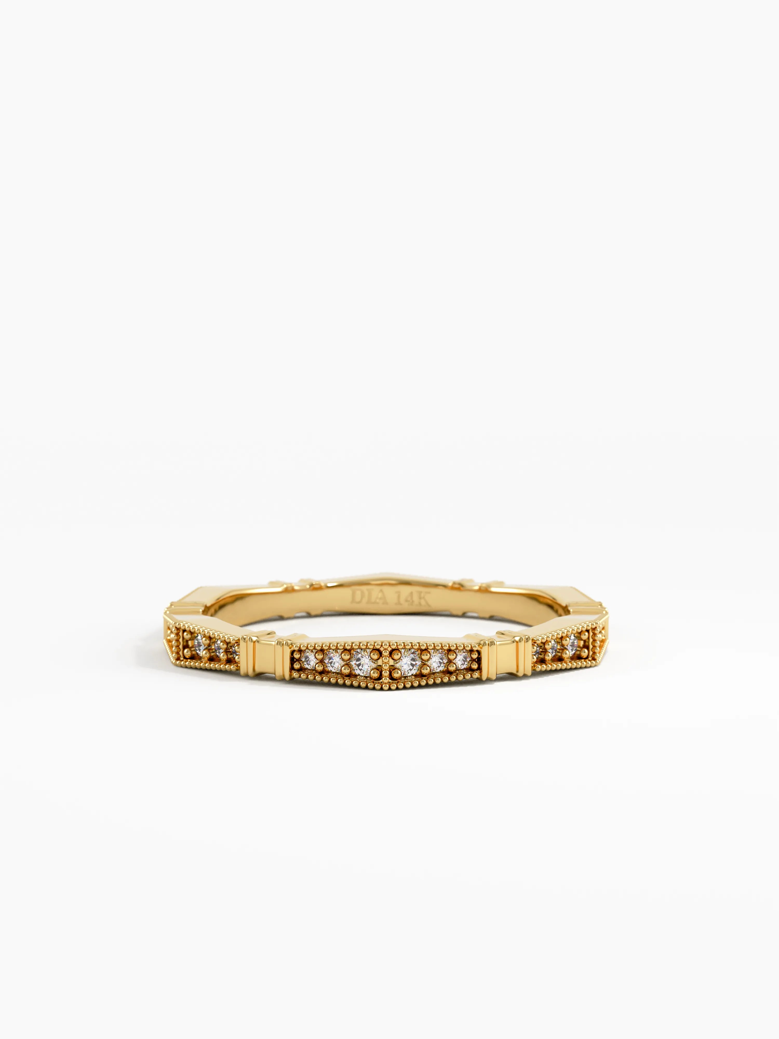 Pave Diamond Stacking Ring, solid gold ring | DiaFifth