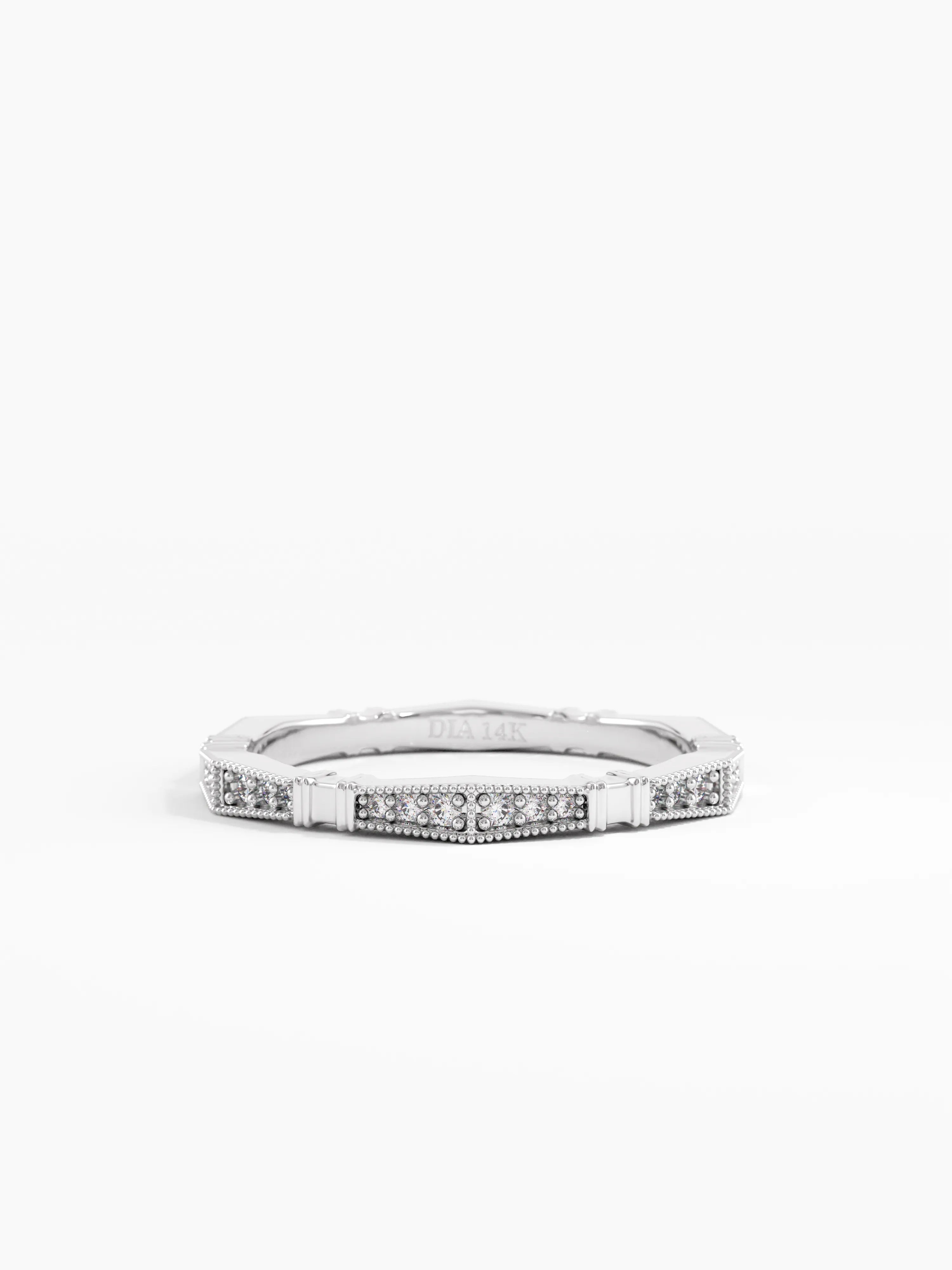 Pave Diamond Stacking Ring, solid gold ring, view 7 | DiaFifth