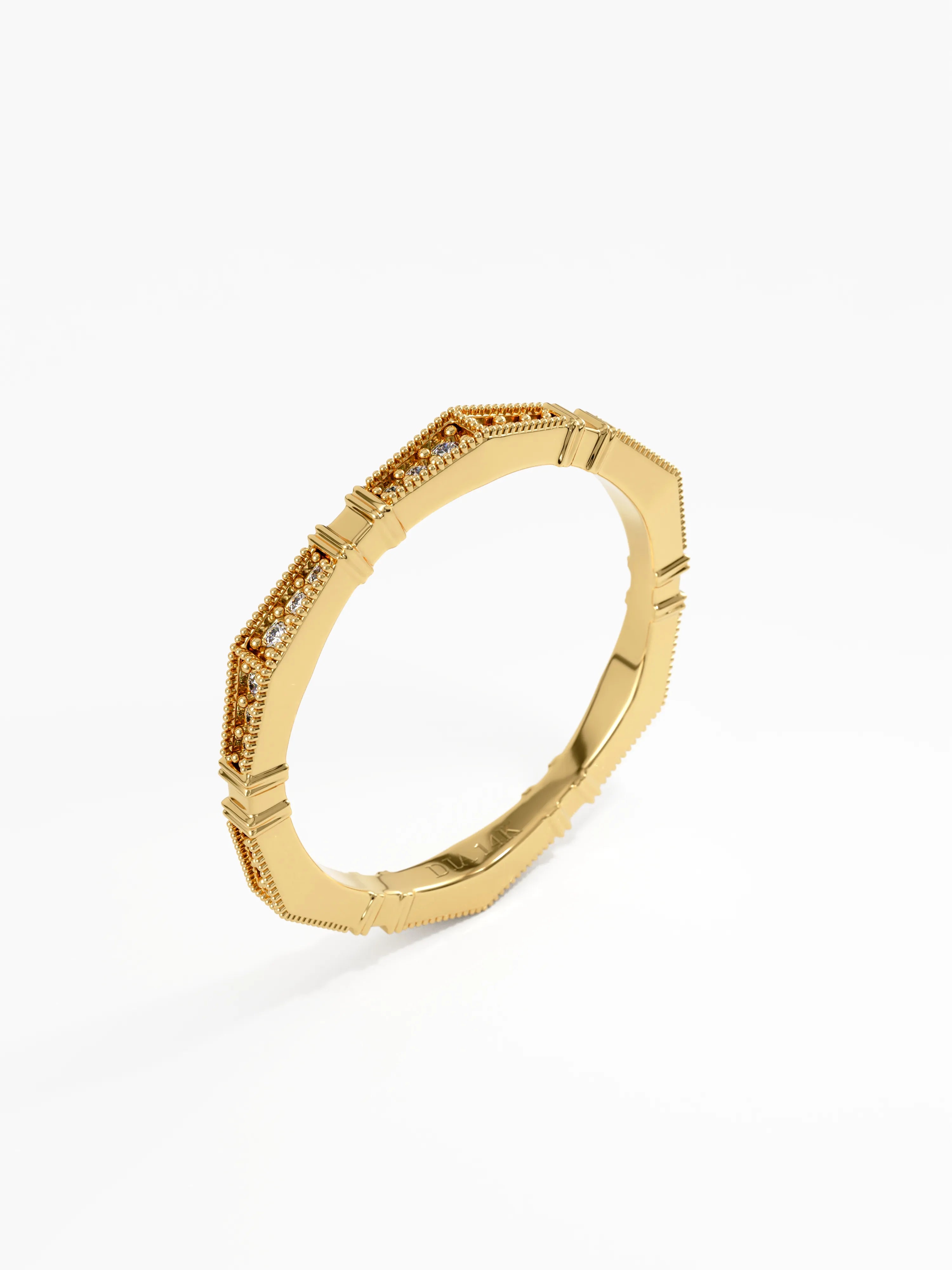 Pave Diamond Stacking Ring, solid gold ring, view 5 | DiaFifth