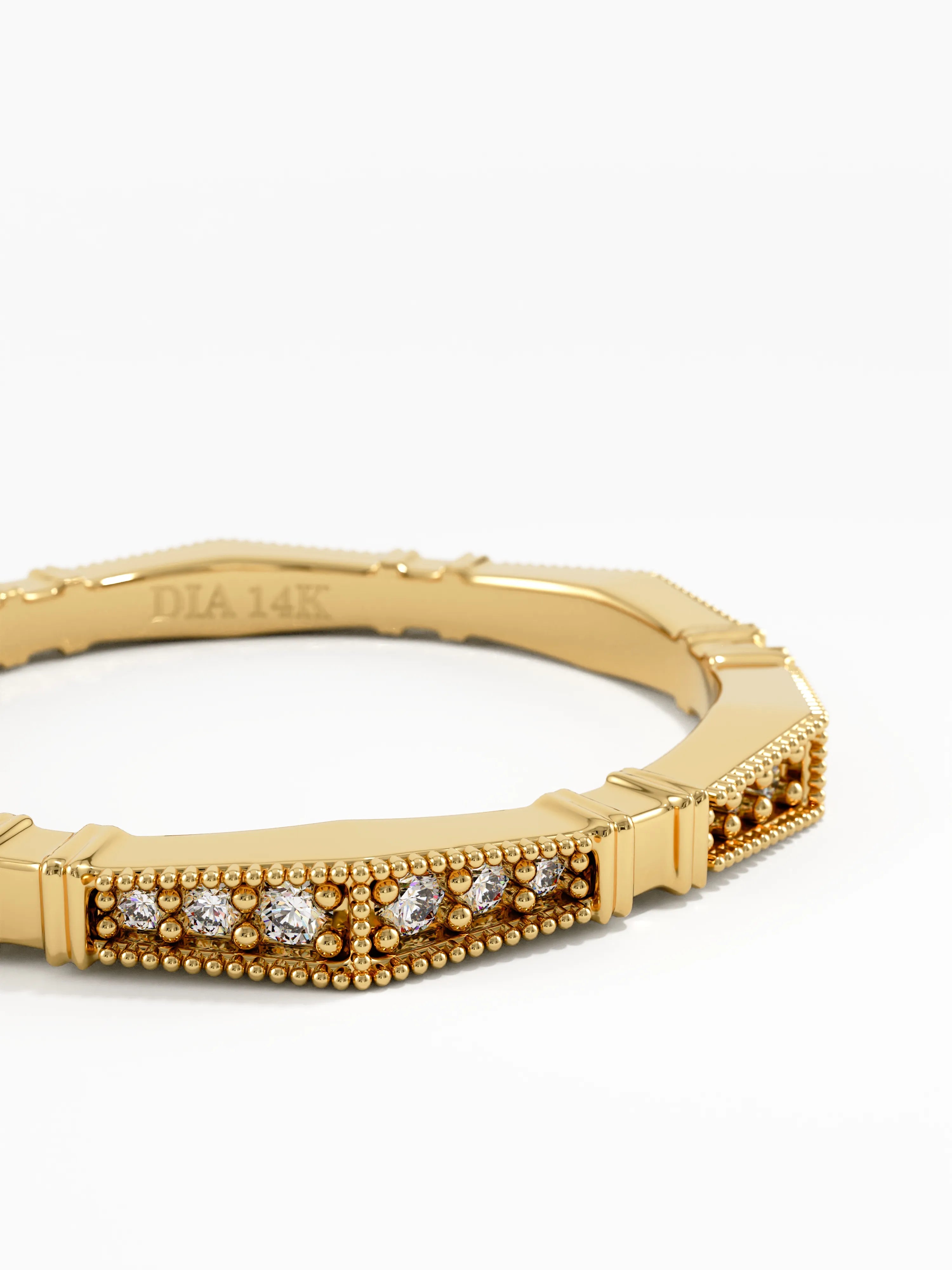 Pave Diamond Stacking Ring, solid gold ring, view 2 | DiaFifth