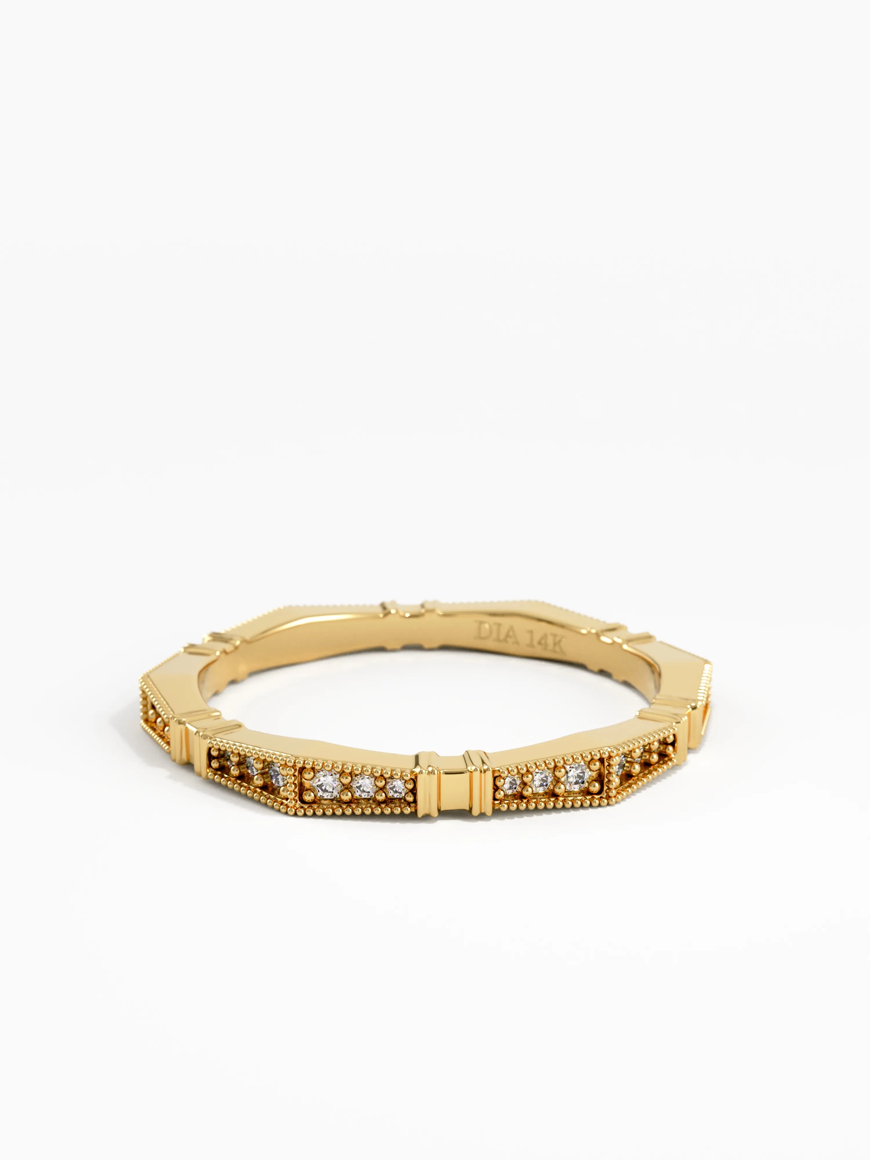 Pave Diamond Stacking Ring, solid gold ring, view 4 | DiaFifth