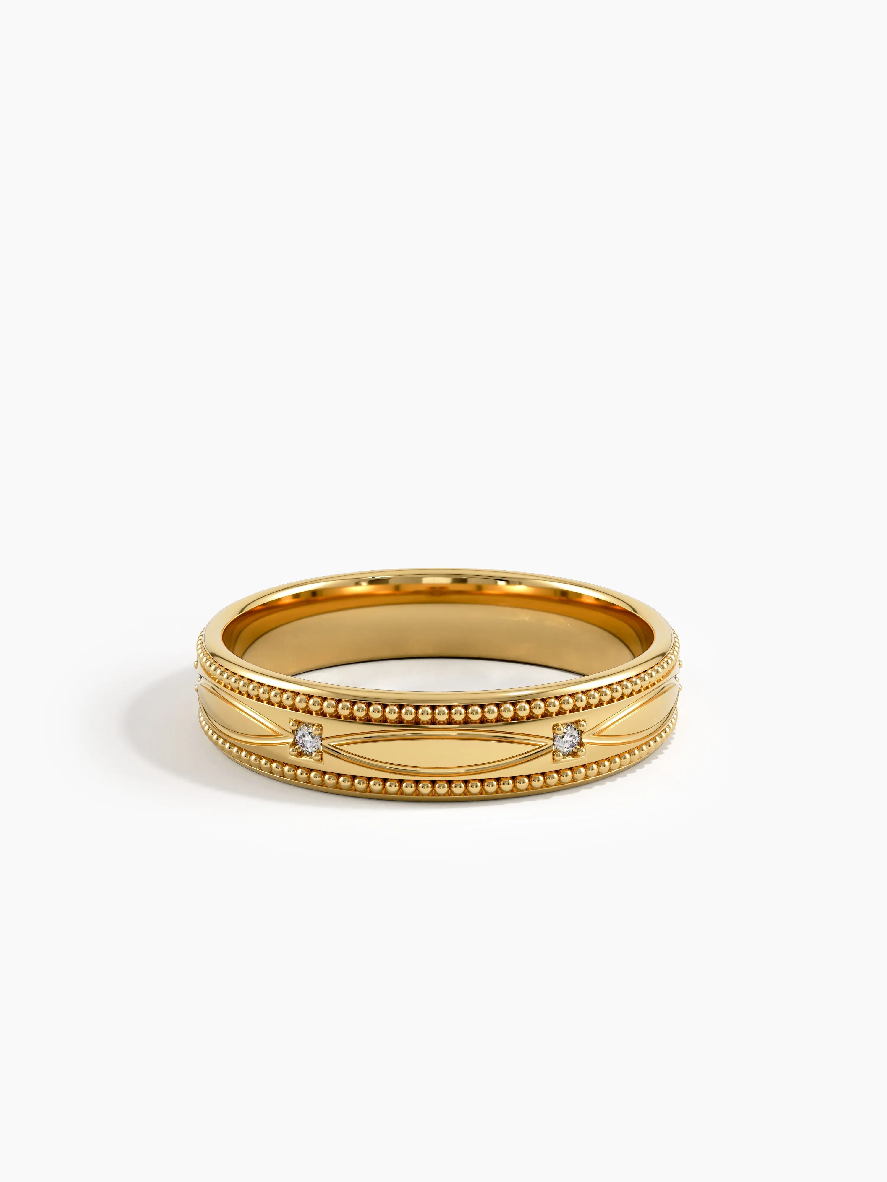 Vintage Milgrain Wedding Band, solid gold ring, view 8 | DiaFifth